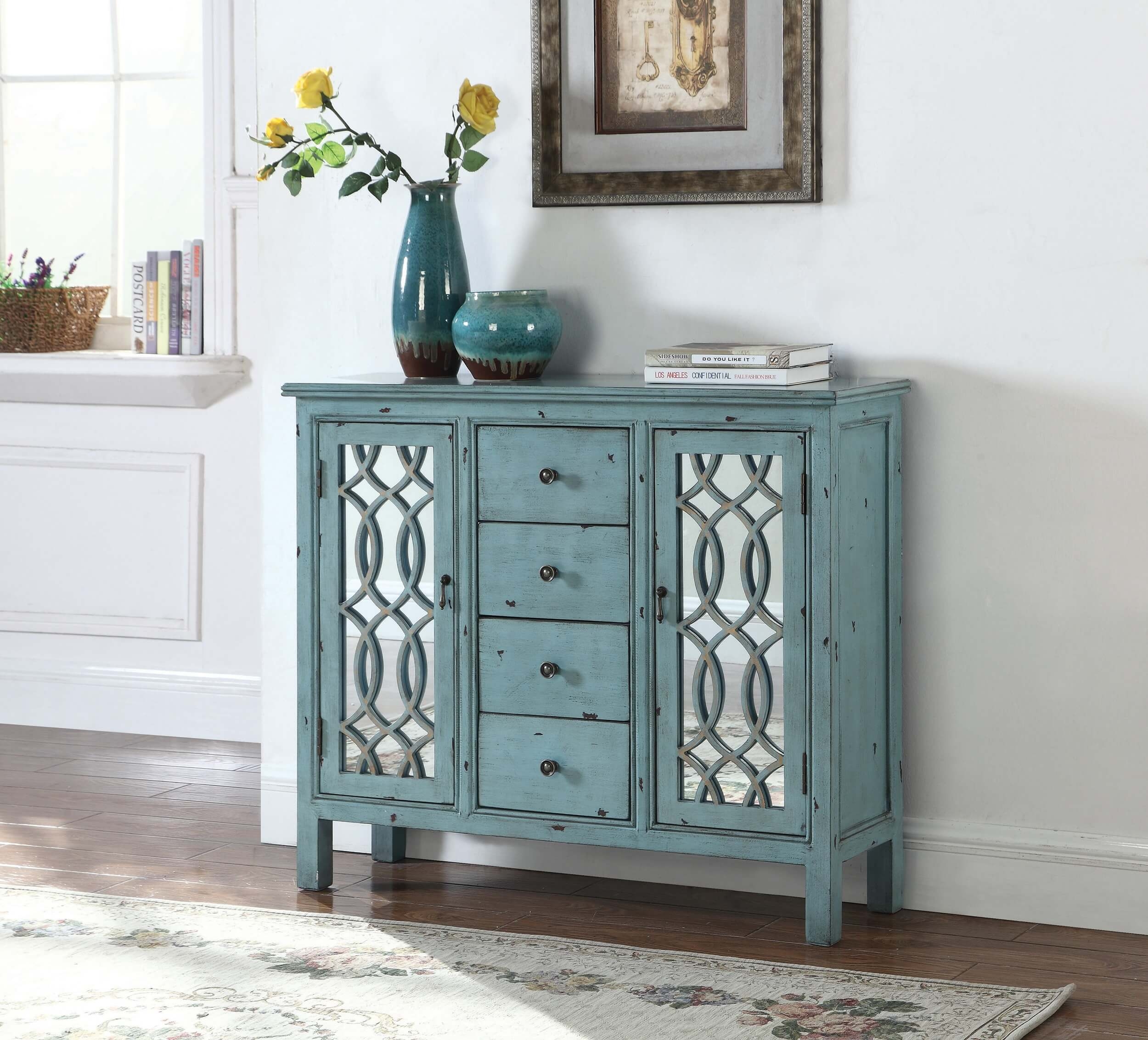 Rue 4-drawer Wood Veneer Accent Cabinet