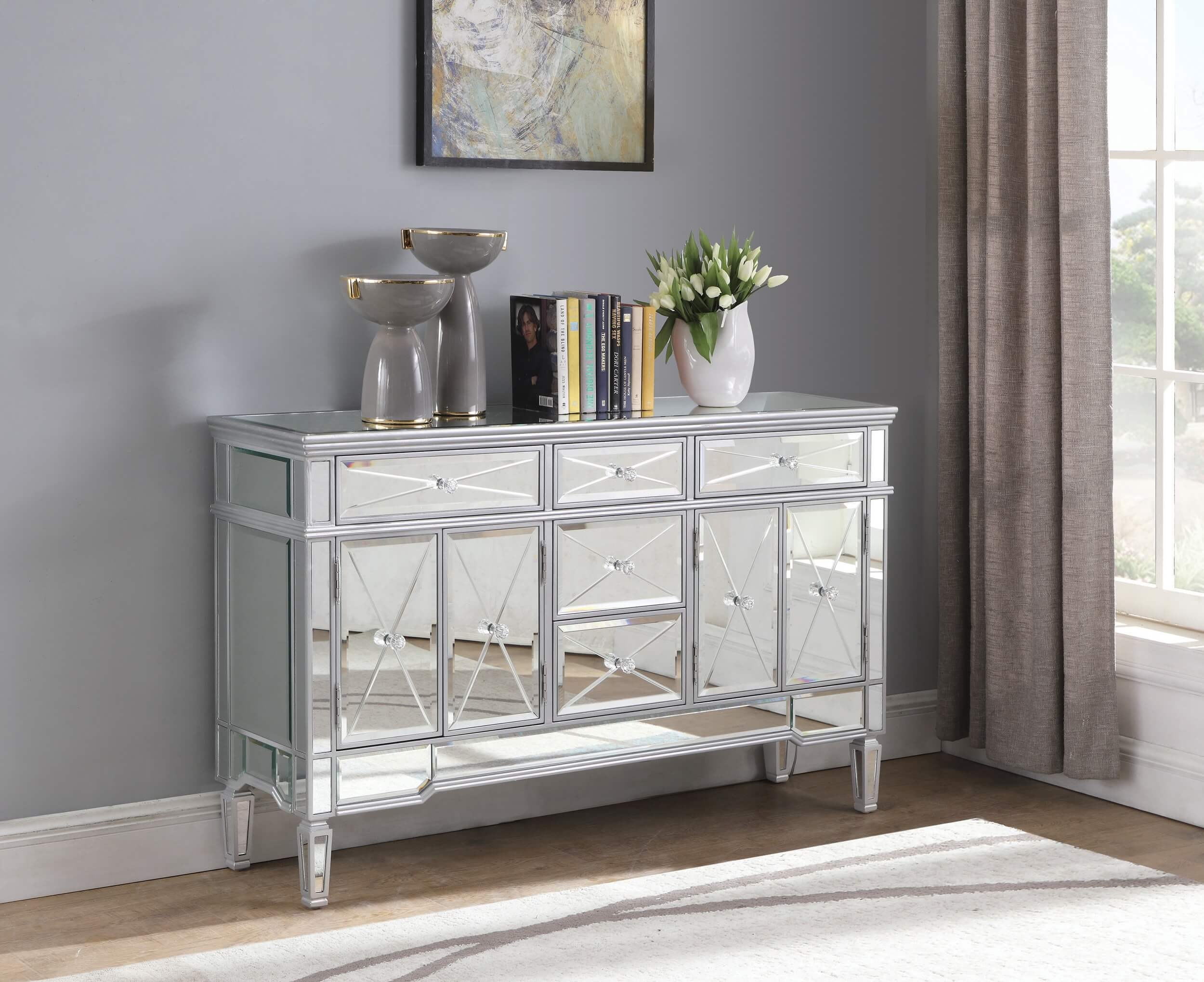 Duchess 5-drawer Mirrored Accent Cabinet