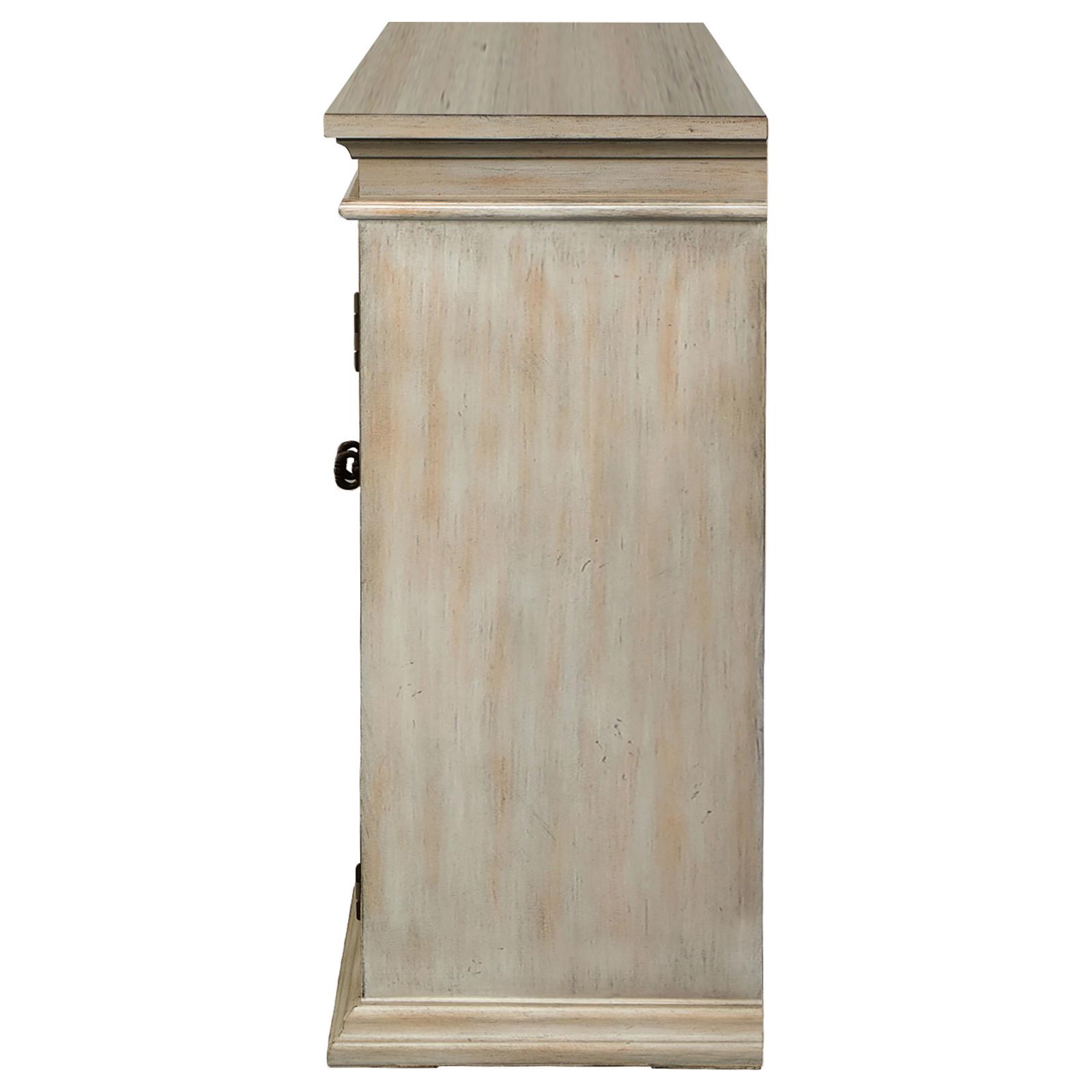 Kiara 4-door Wood Veneer/Glass Accent Cabinet with Adjustable Shelves