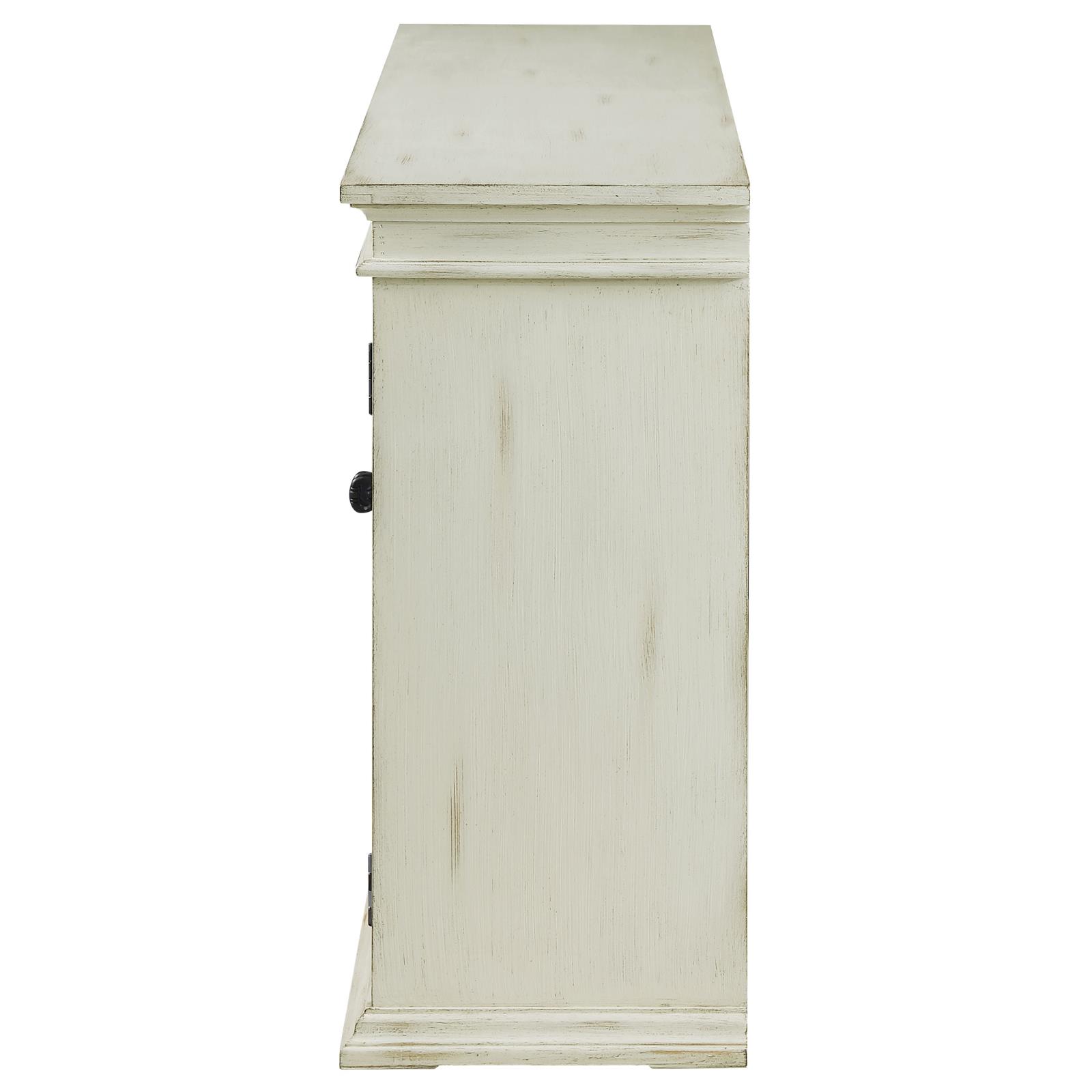 Kiara 4-door Wood Veneer/Glass Accent Cabinet with Adjustable Shelves