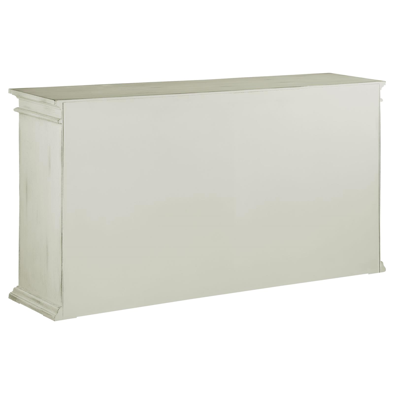 Kiara 4-door Wood Veneer/Glass Accent Cabinet with Adjustable Shelves