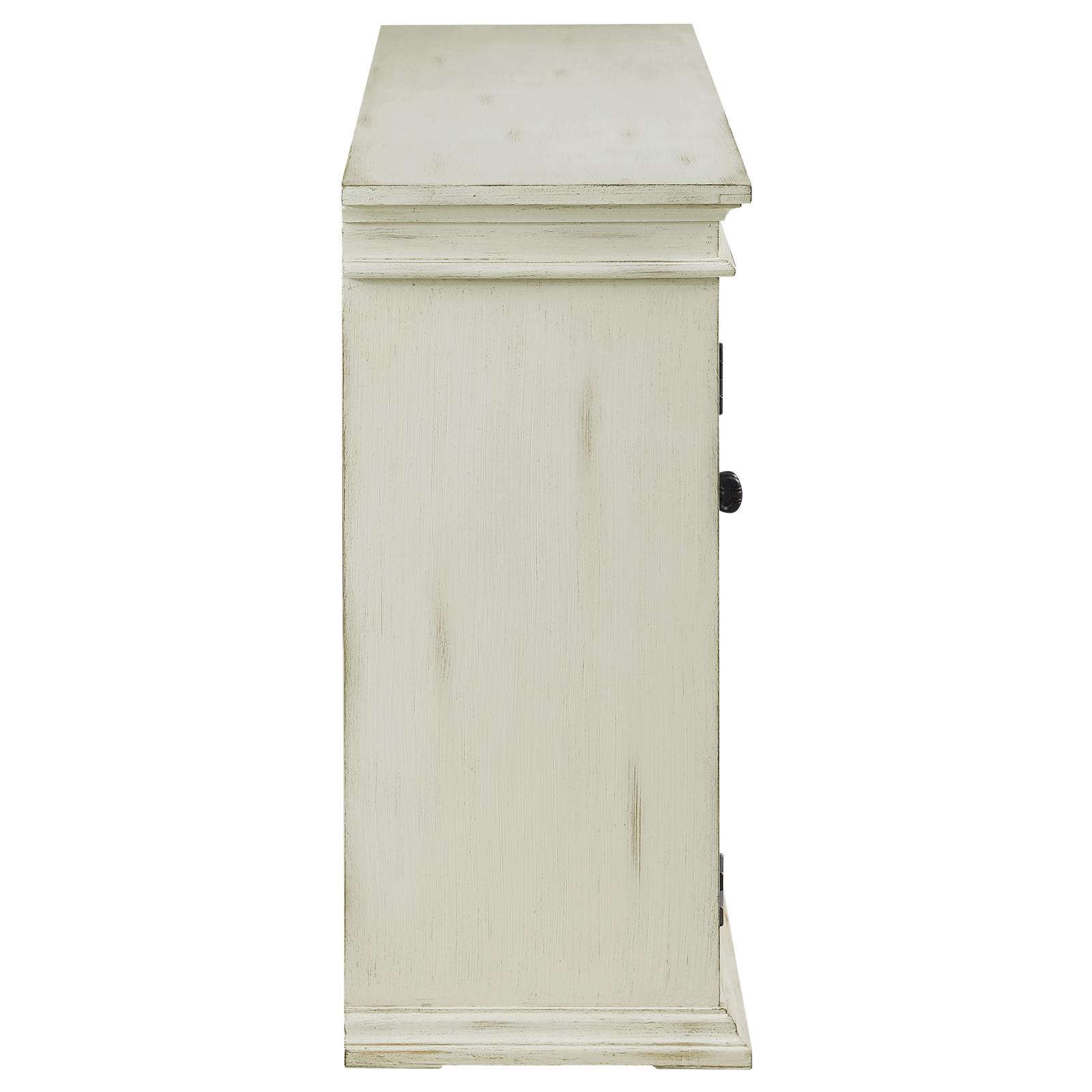 Kiara 4-door Wood Veneer/Glass Accent Cabinet with Adjustable Shelves