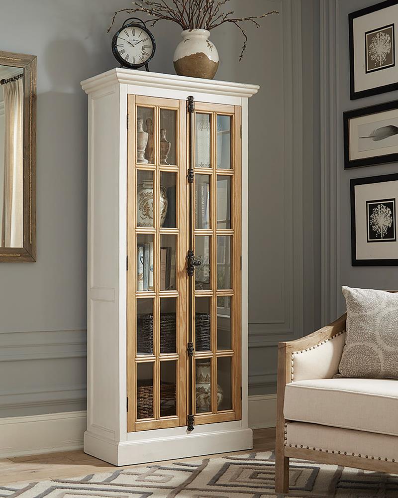 Tammi 2-door Wood Veneer/Glass Tall Cabinet