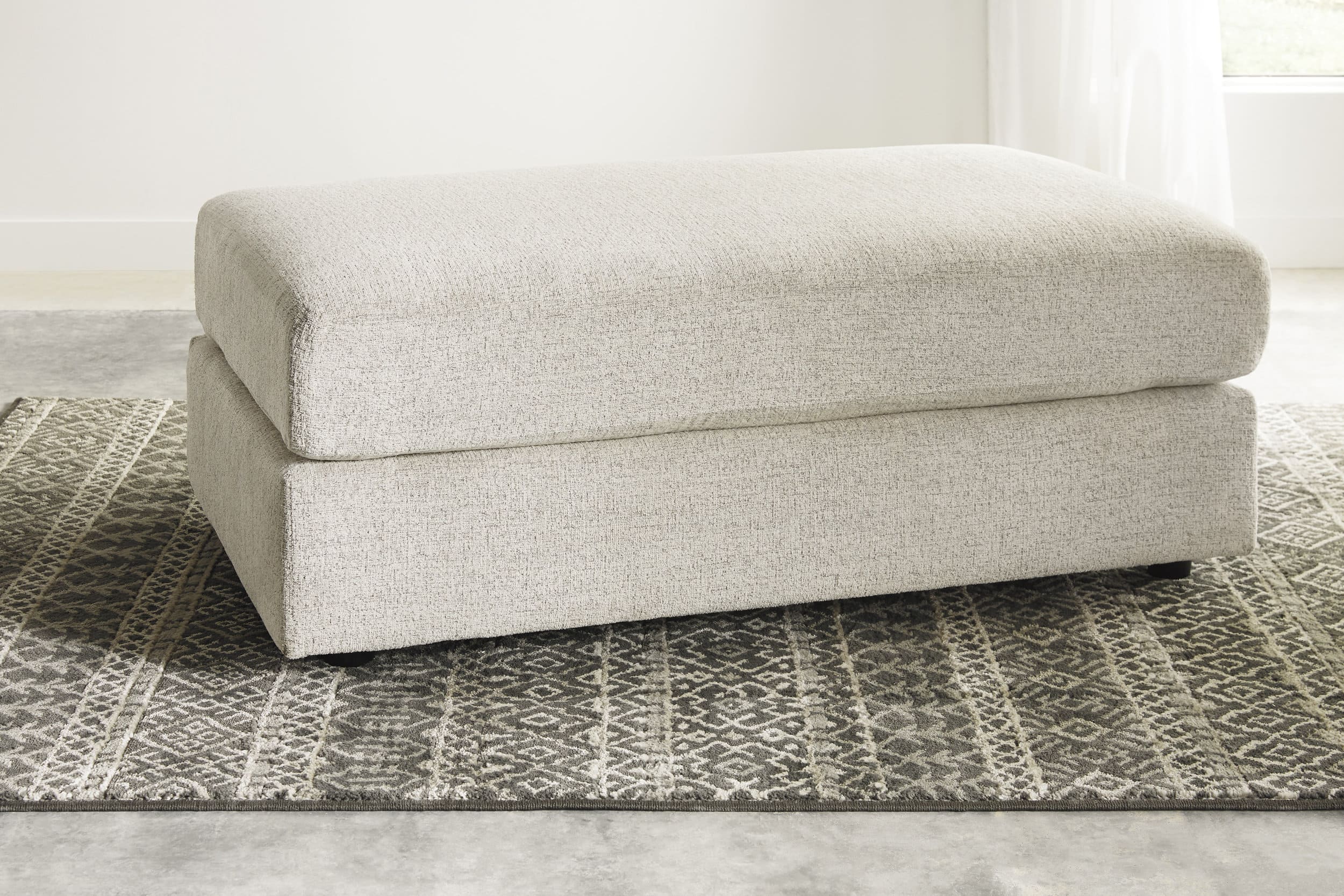 Soletren 52" Rectangular Oversized Ottoman - Stone Gray Textured Polyester