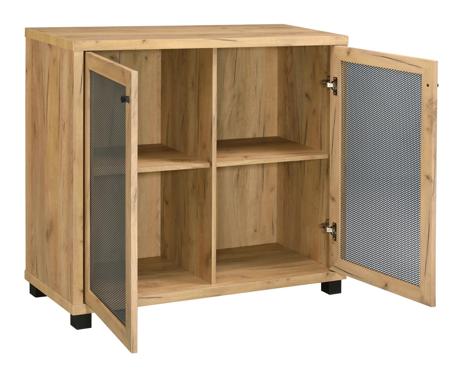 McHale Wood Veneer Accent Cabinet with Two Mesh Doors