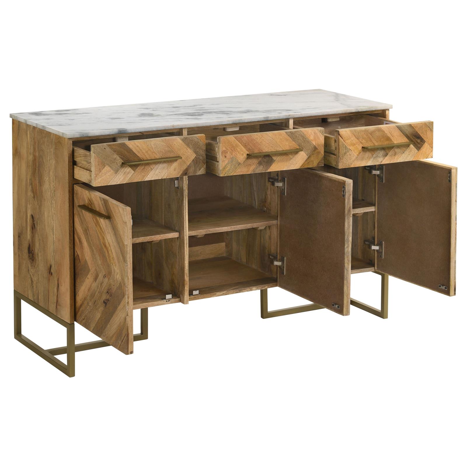 Keaton 3-door Wood Accent Cabinet with Marble Top