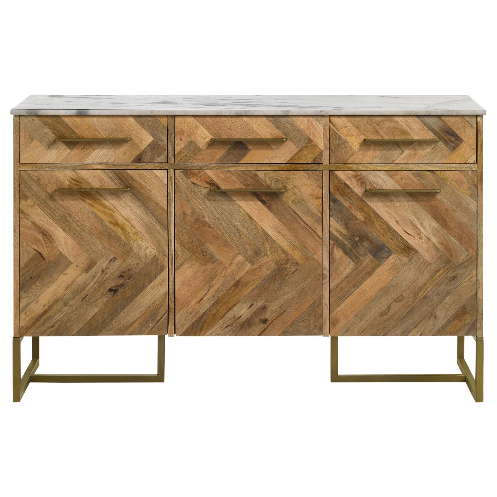 Keaton 3-door Wood Accent Cabinet with Marble Top