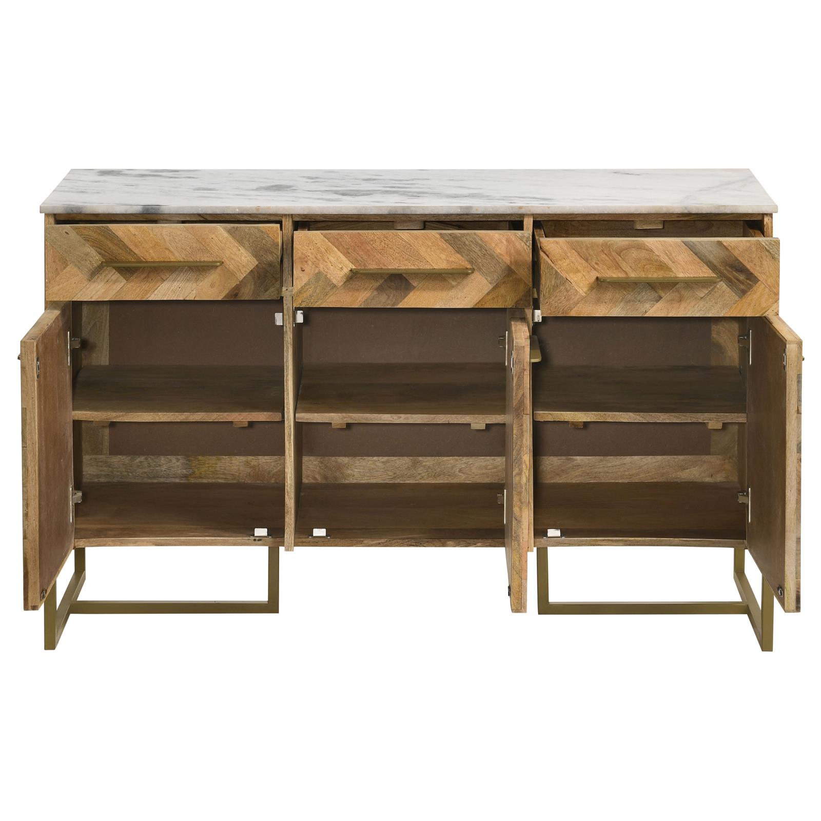 Keaton 3-door Wood Accent Cabinet with Marble Top