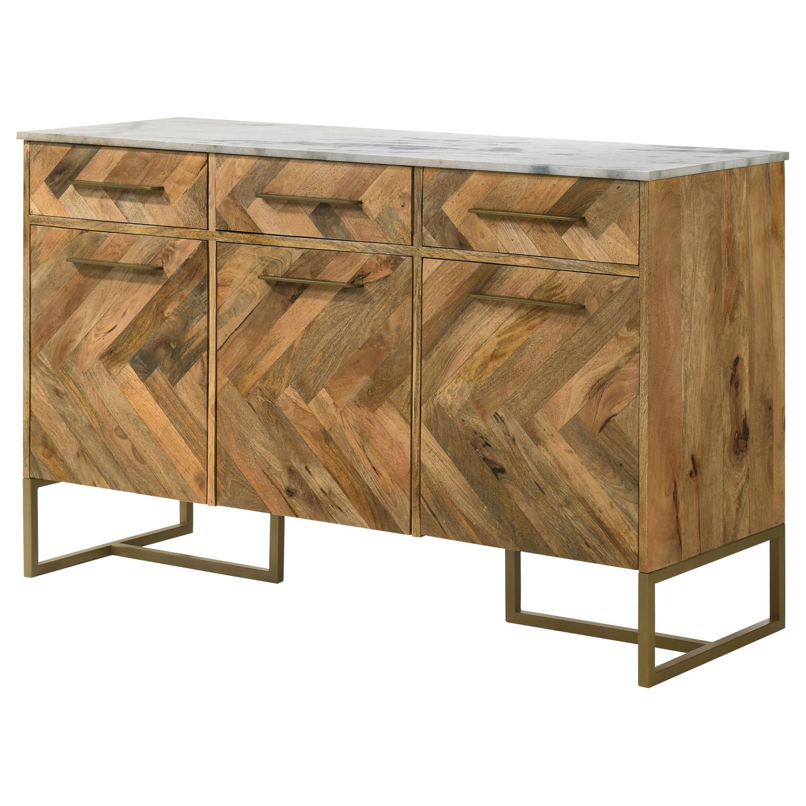 Keaton 3-door Wood Accent Cabinet with Marble Top