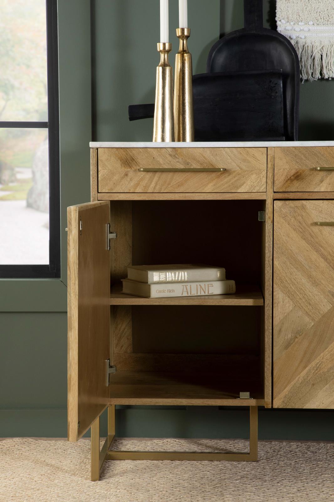 Keaton 3-door Wood Accent Cabinet with Marble Top