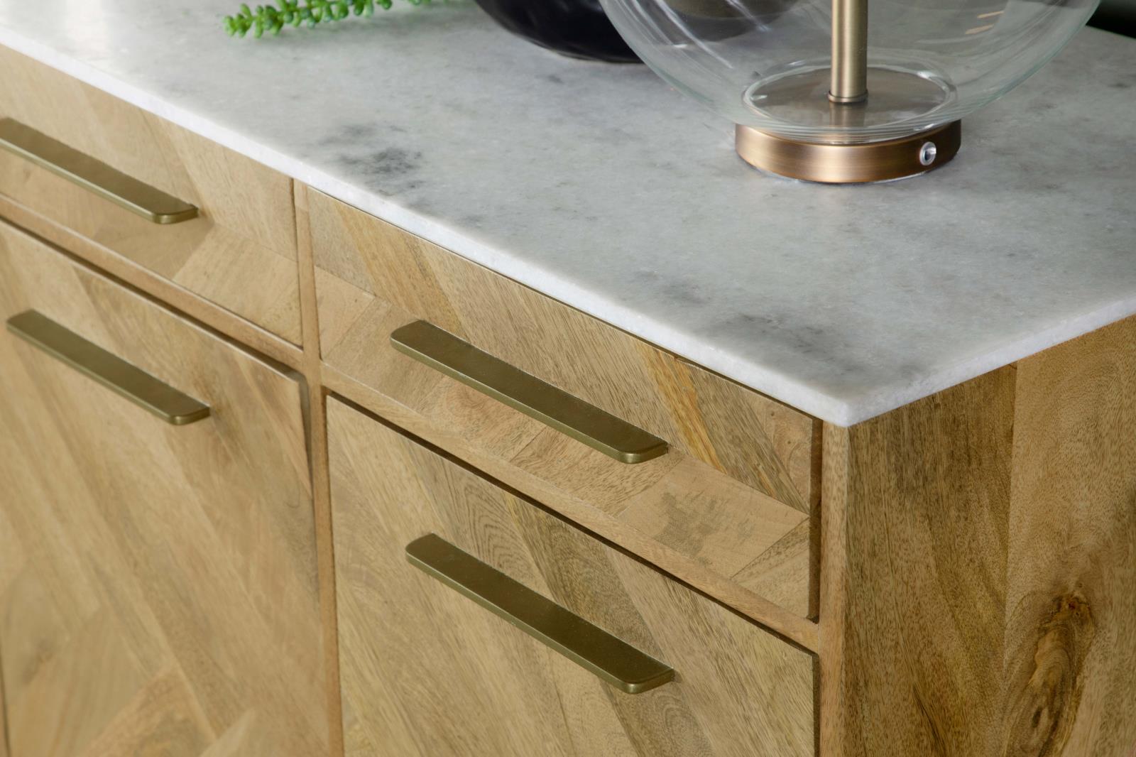 Keaton 3-door Wood Accent Cabinet with Marble Top