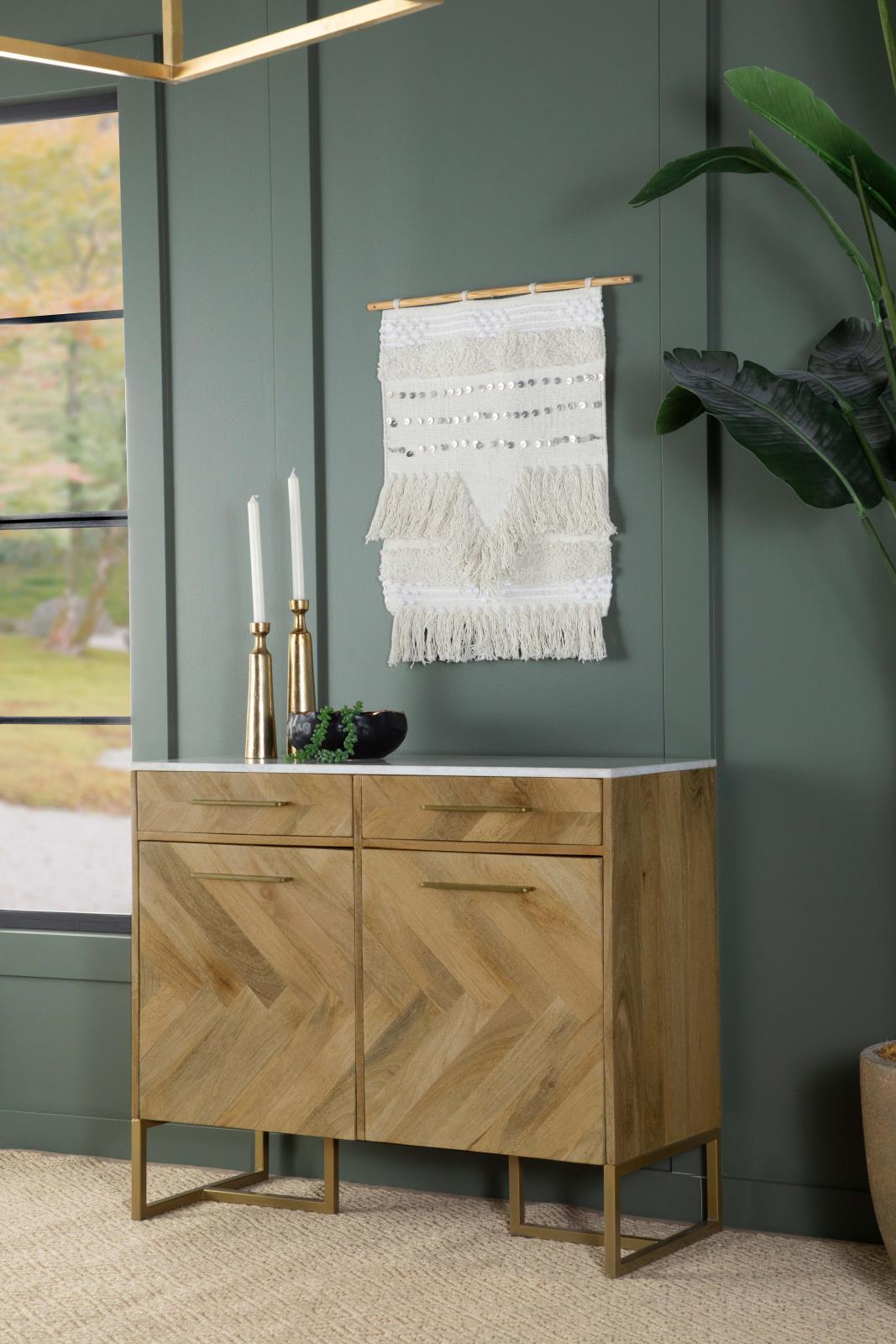 Keaton 2-door Wood Accent Cabinet with Marble Top