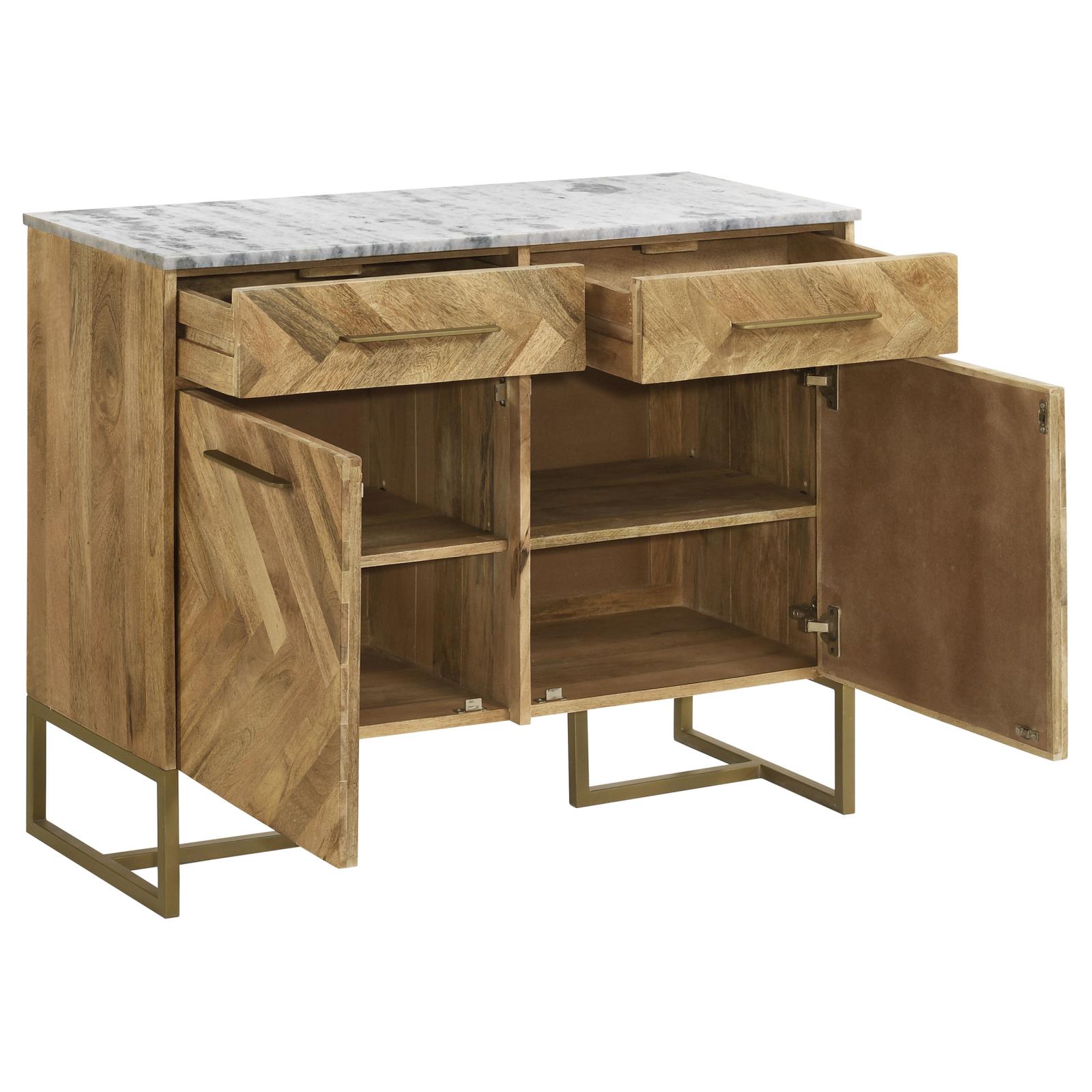 Keaton 2-door Wood Accent Cabinet with Marble Top