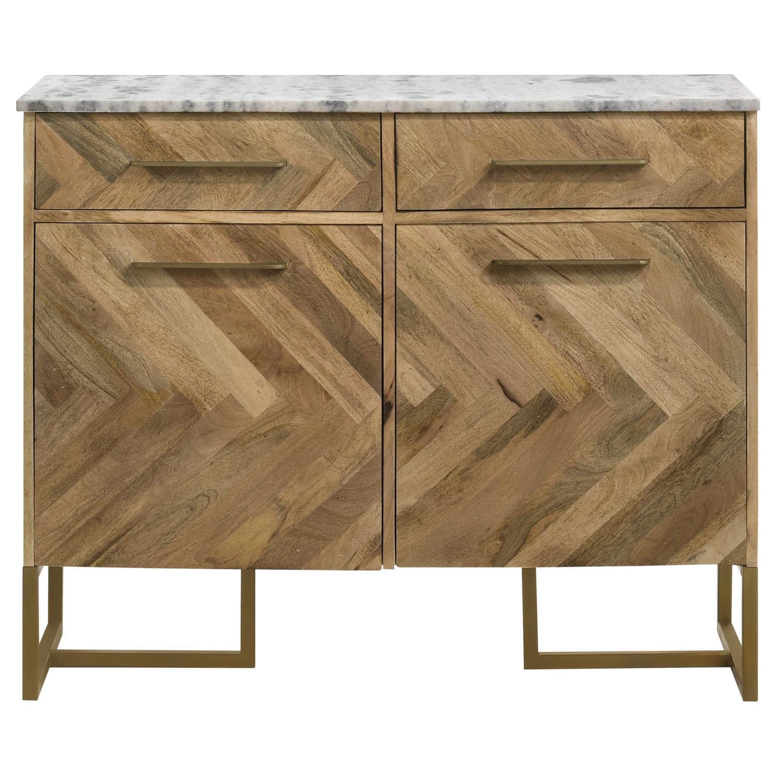 Keaton 2-door Wood Accent Cabinet with Marble Top