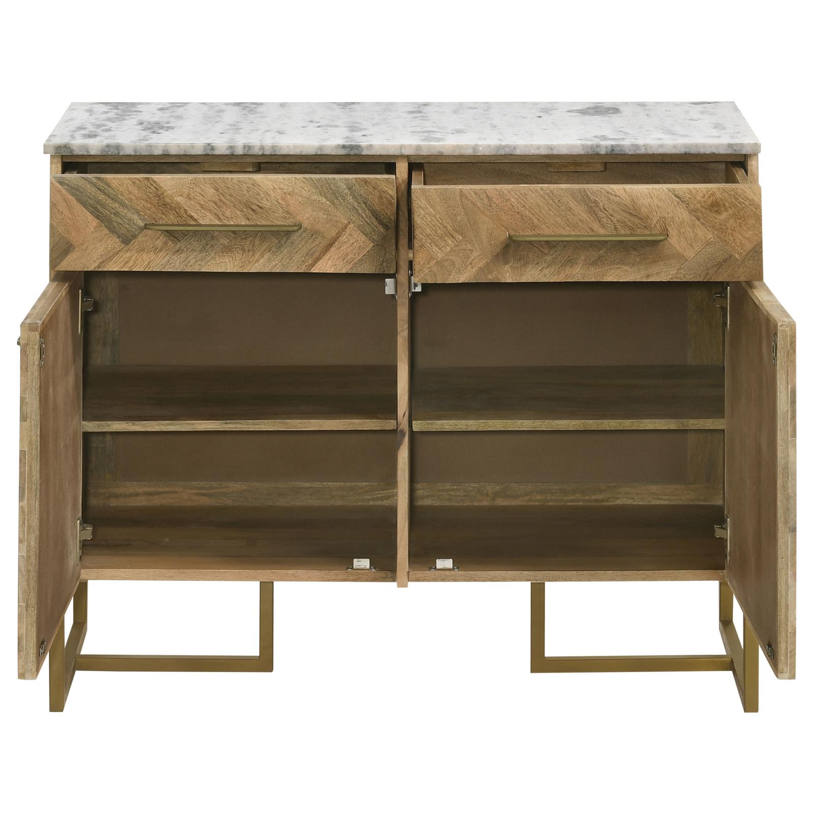 Keaton 2-door Wood Accent Cabinet with Marble Top
