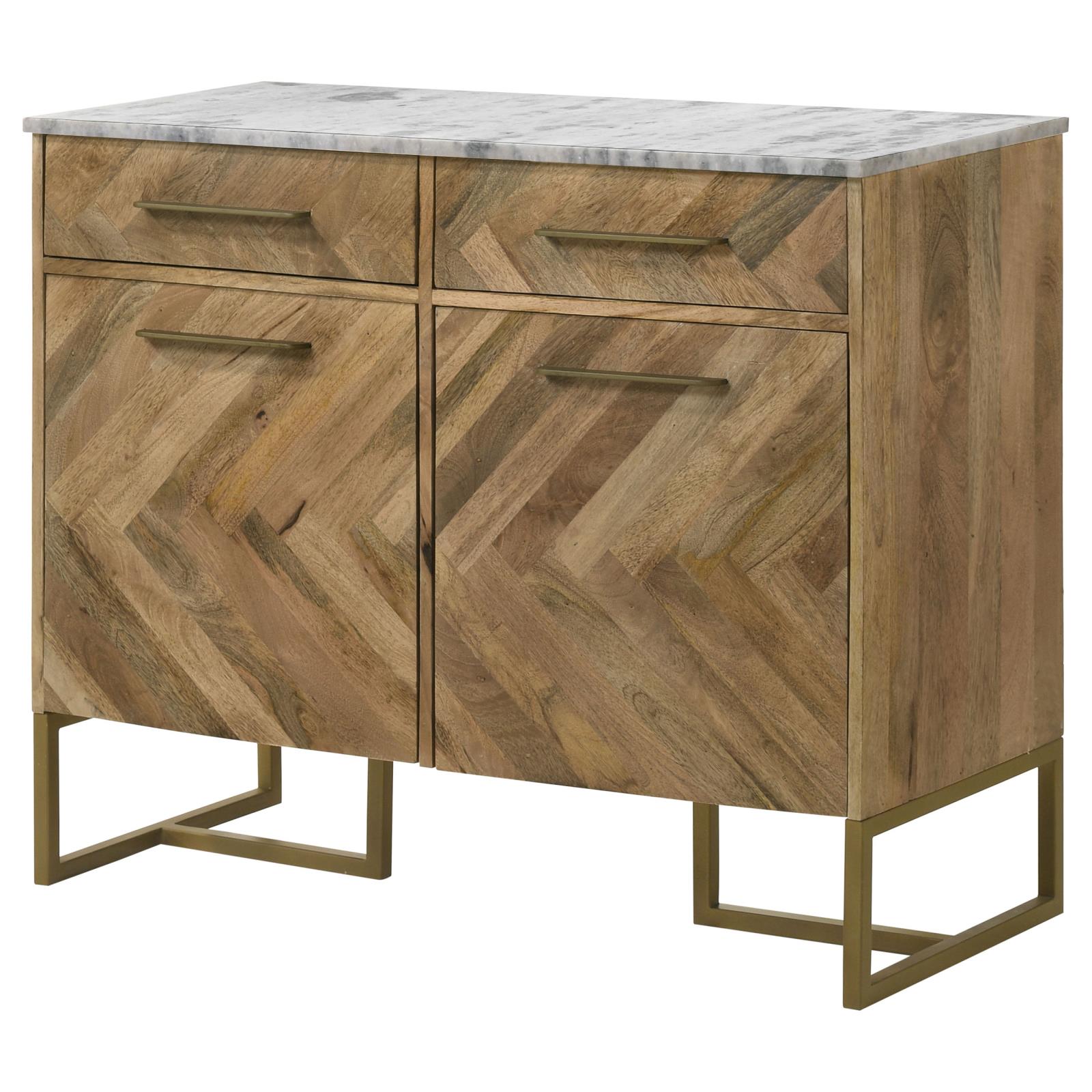 Keaton 2-door Wood Accent Cabinet with Marble Top