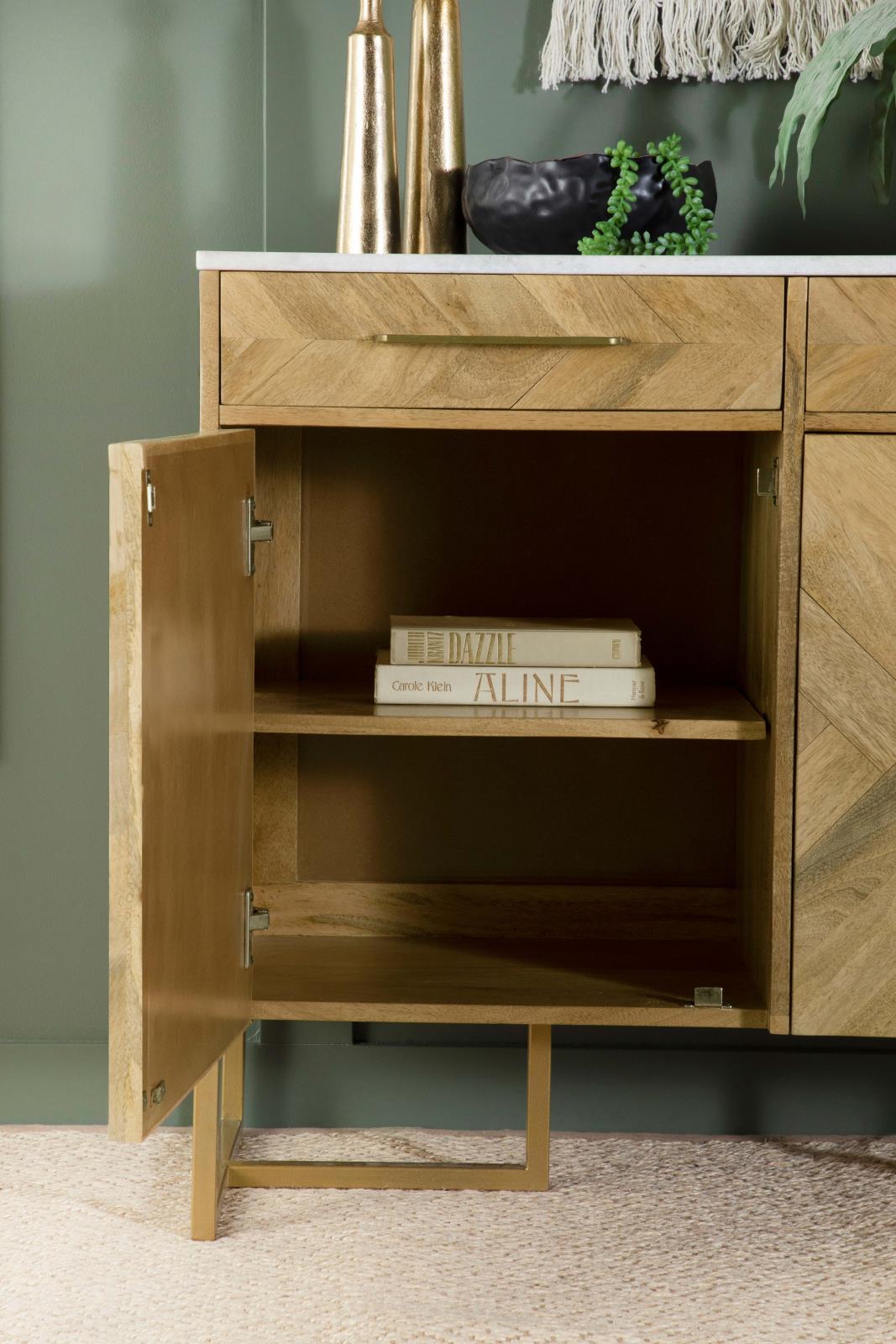 Keaton 2-door Wood Accent Cabinet with Marble Top