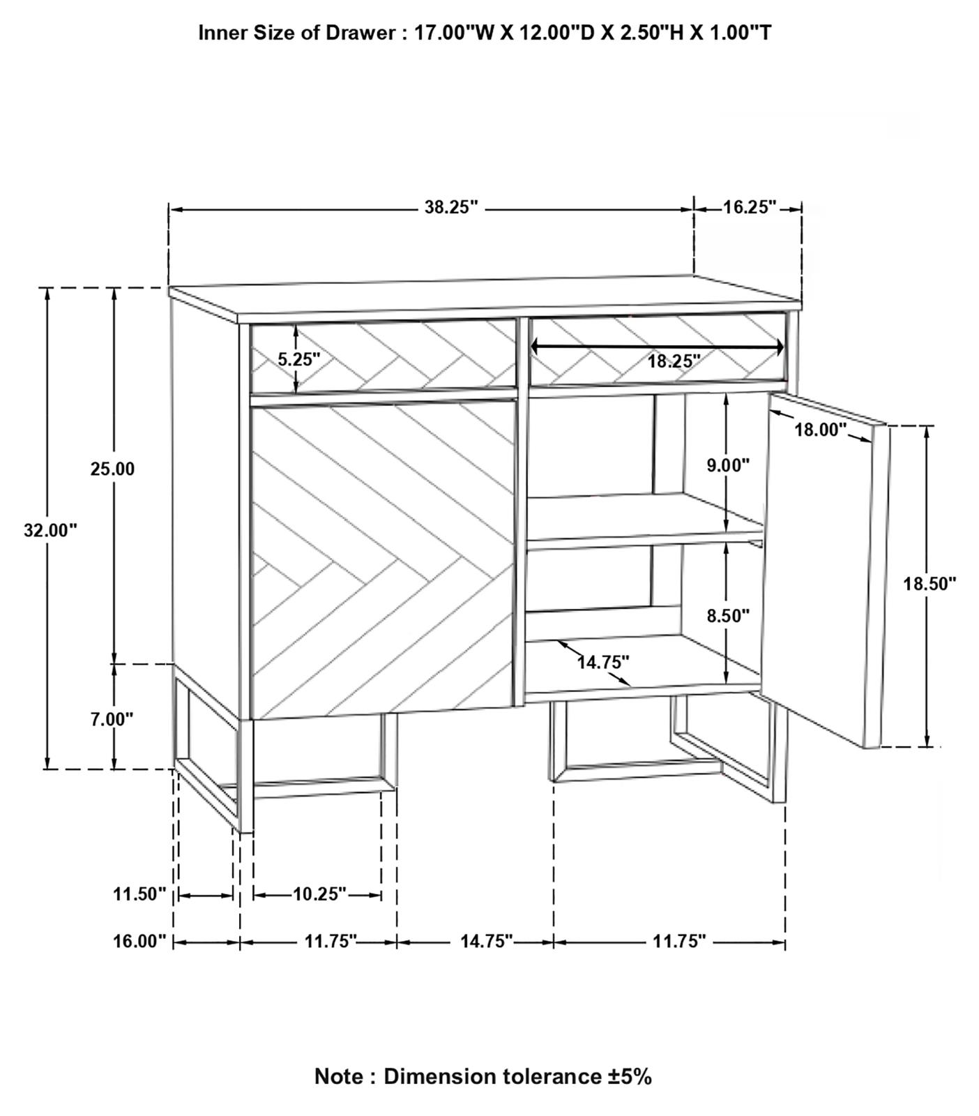 Keaton 2-door Wood Accent Cabinet with Marble Top