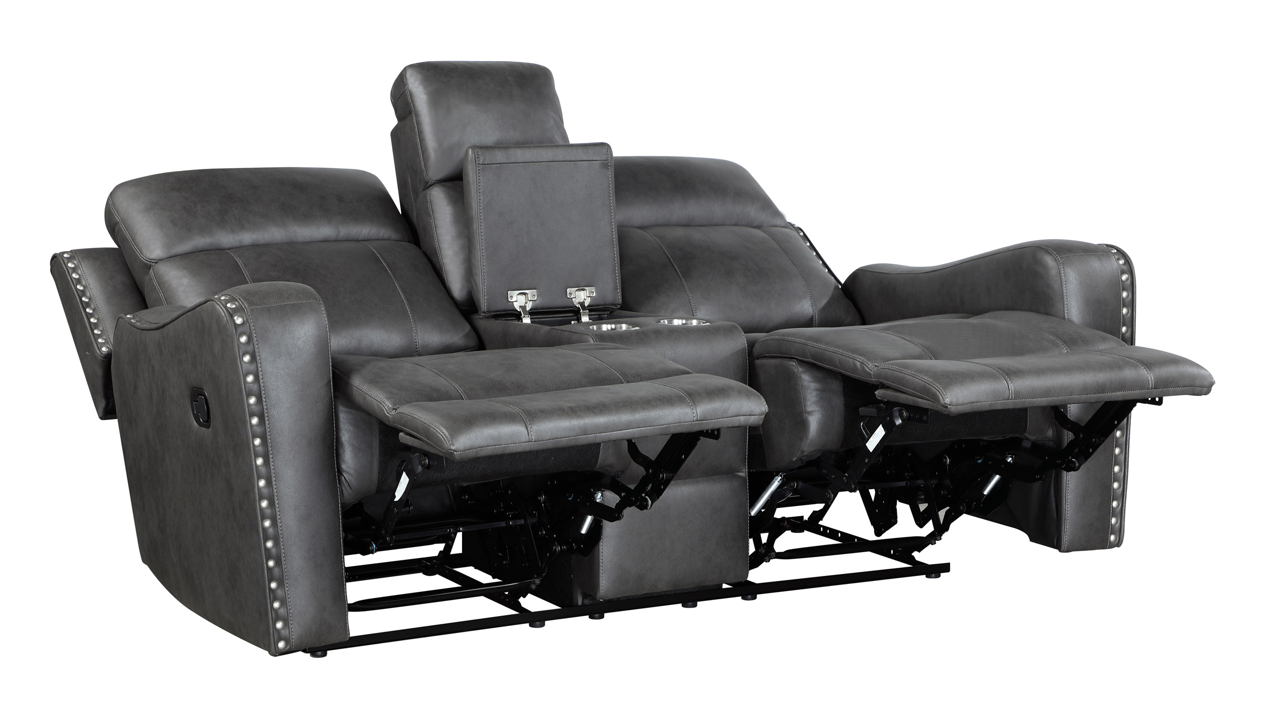 Kellen Microfiber Double Reclining Loveseat with Center Console