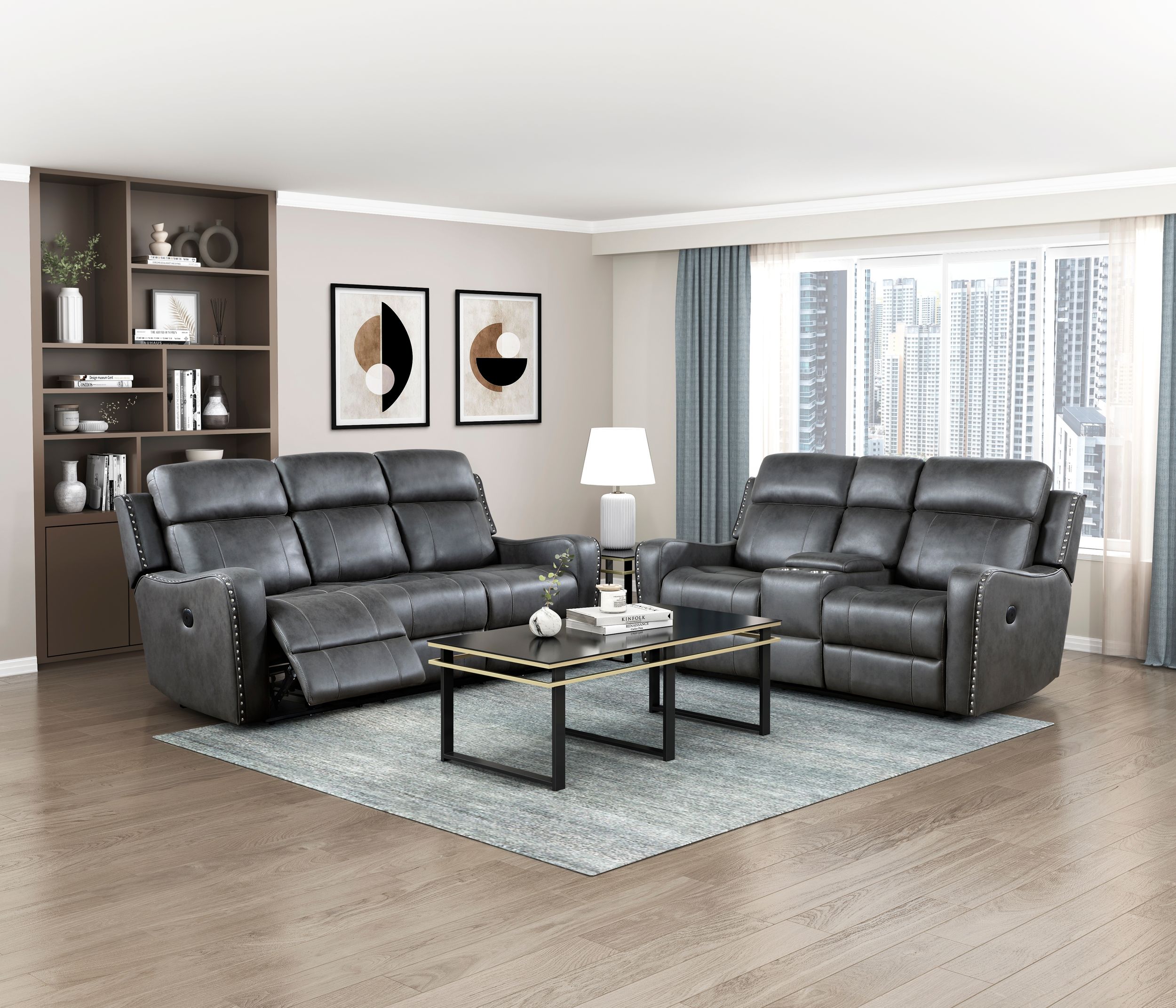 Kellen Microfiber Power Double Reclining Sofa