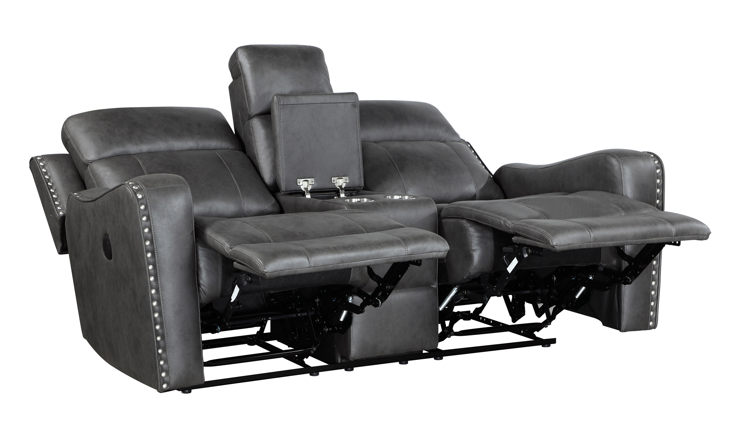 Kellen Microfiber Power Double Reclining Loveseat with Center Console
