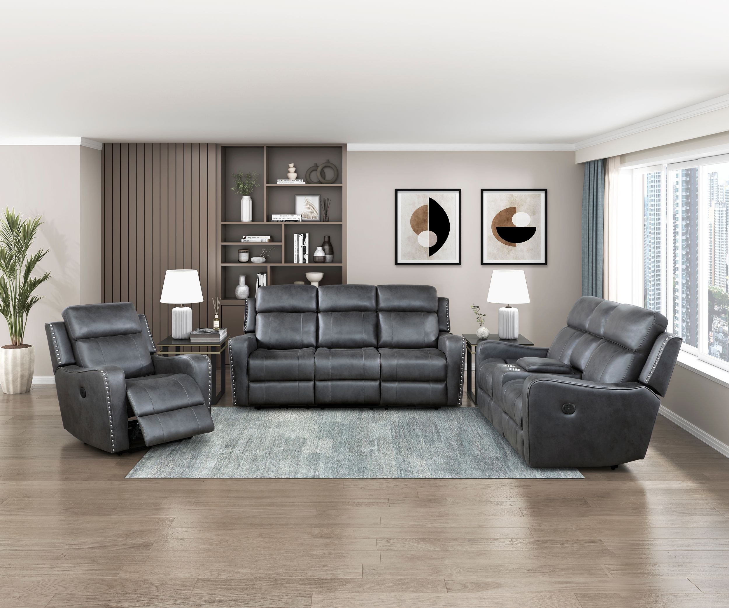 Kellen Microfiber Power Double Reclining Sofa