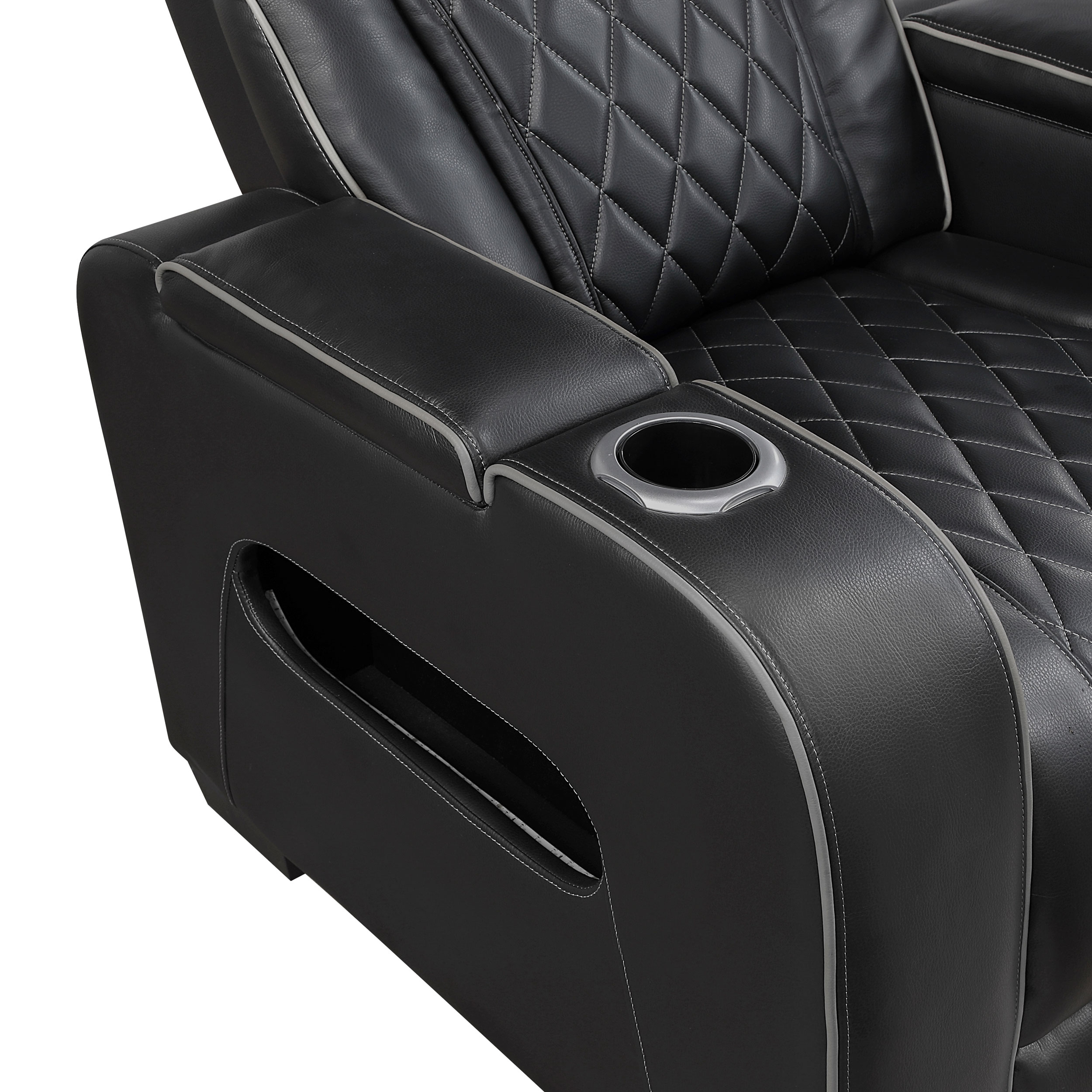 Fairway Faux Leather Power Double Reclining Sofa with LED Lighting