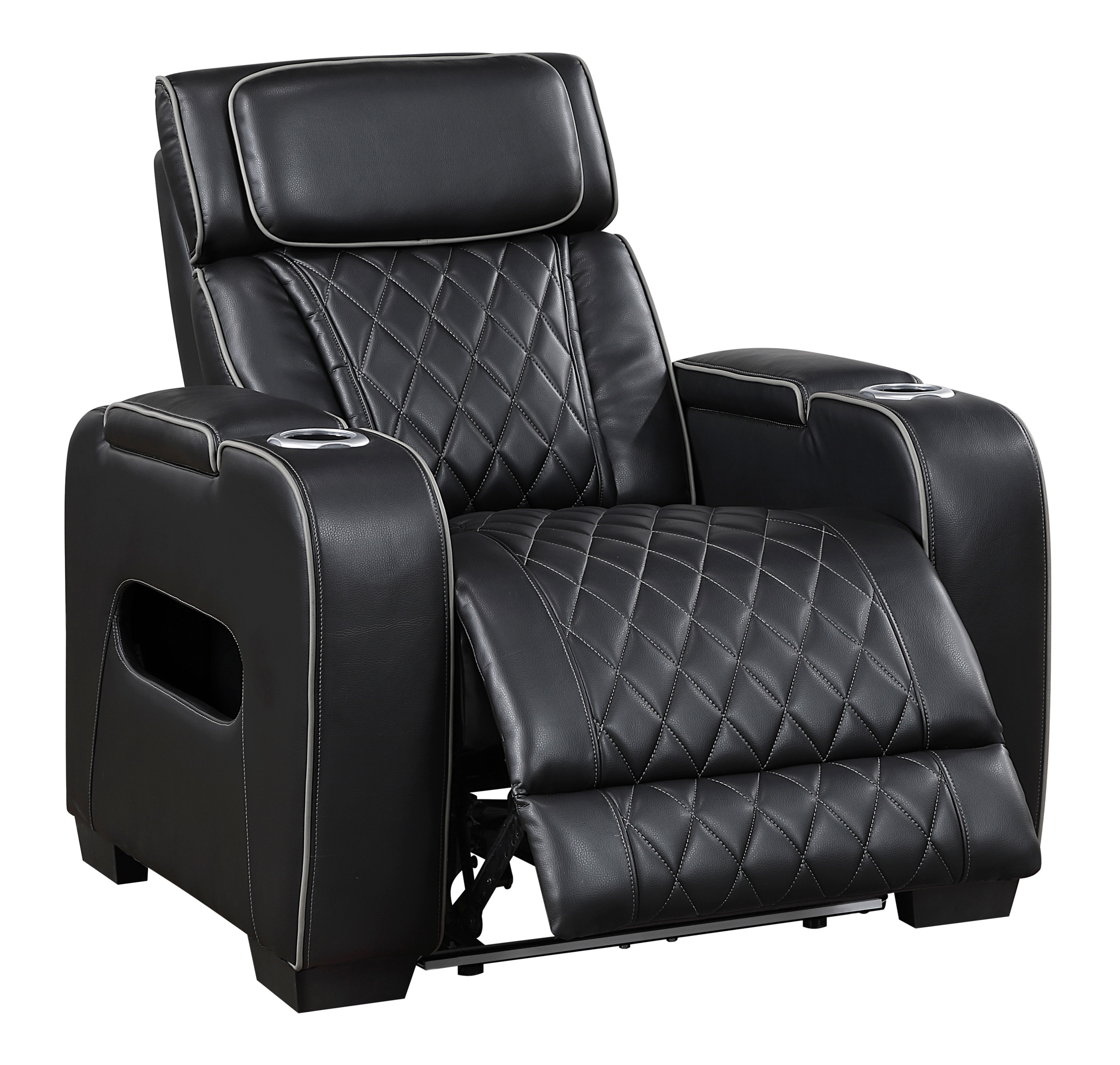 Fairway Faux Leather Power Double Reclining Living Room Set with LED Lighting