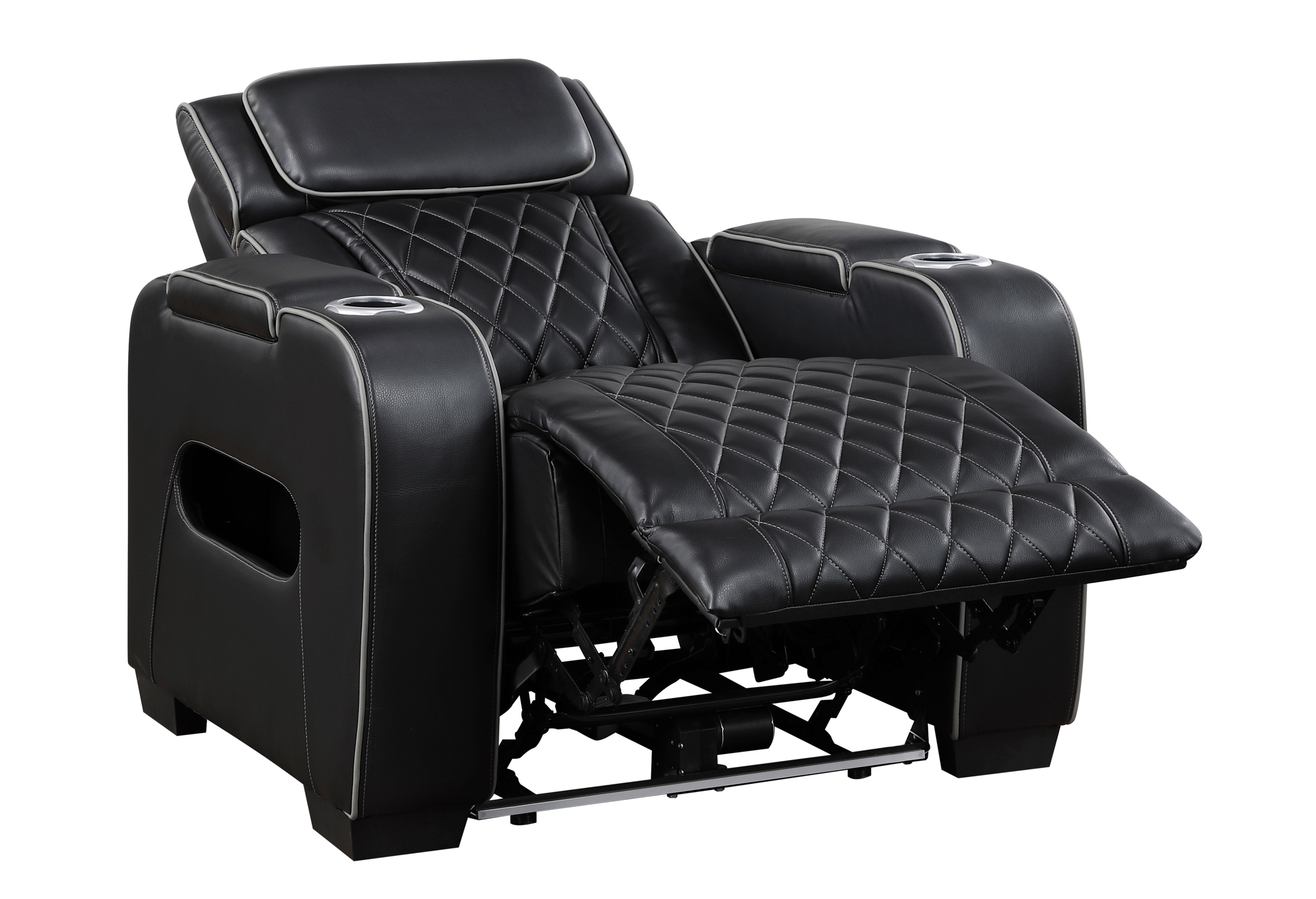 Fairway Faux Leather Power Double Reclining Living Room Set with LED Lighting