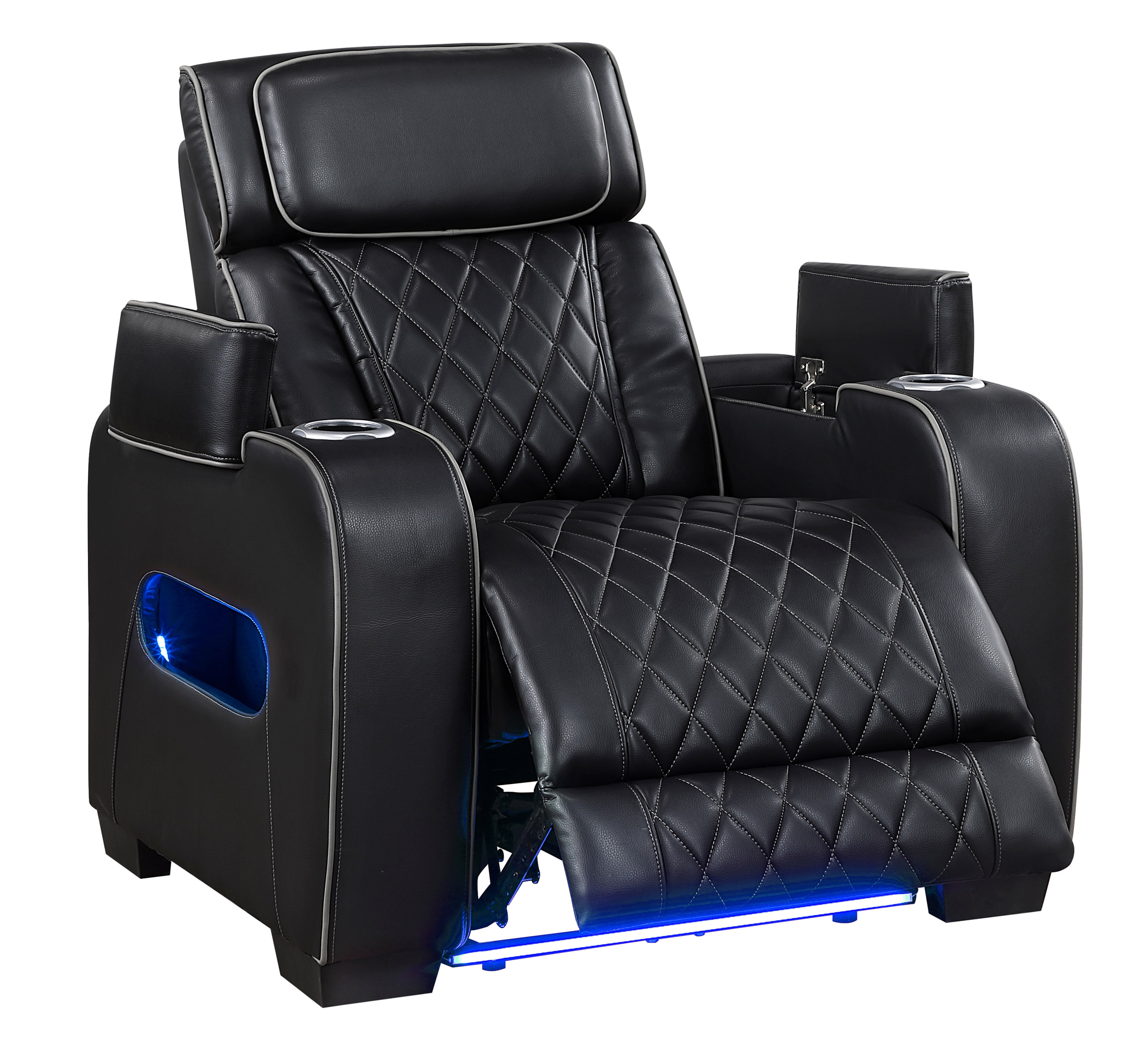 Fairway Faux Leather Power Double Reclining Living Room Set with LED Lighting
