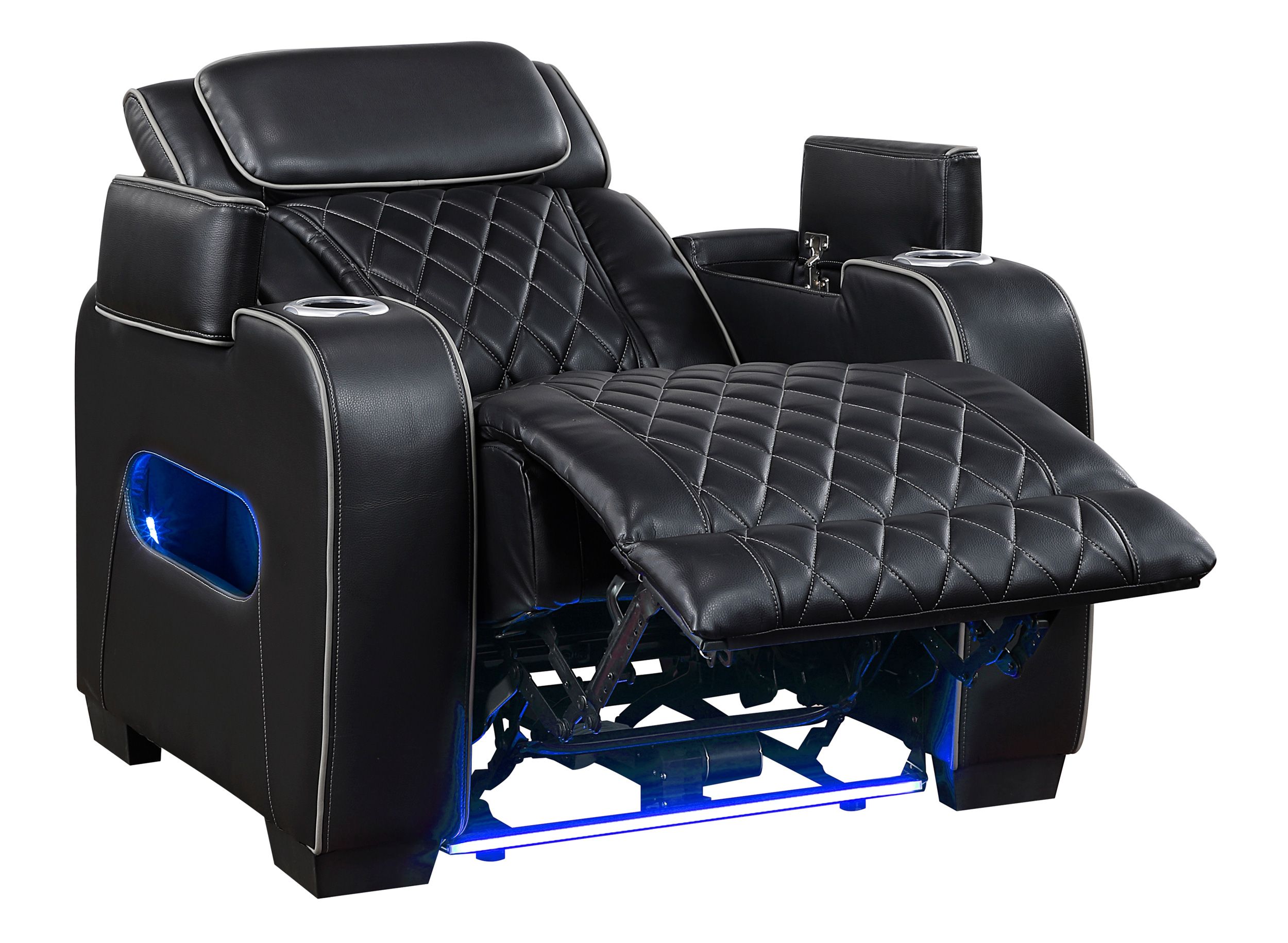 Fairway Faux Leather Power Double Reclining Living Room Set with LED Lighting