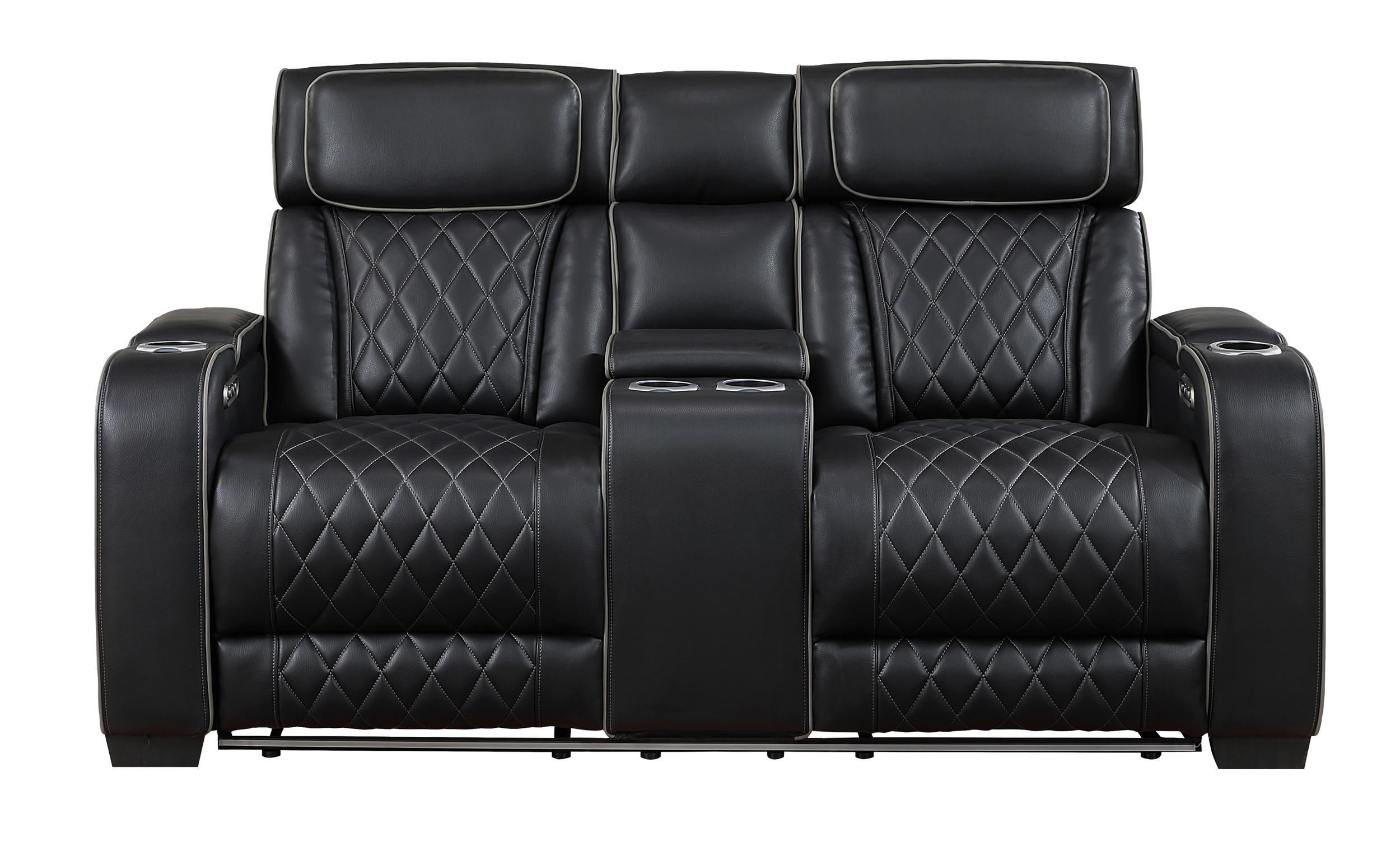 Fairway Faux Leather Power Double Reclining Living Room Set with LED Lighting