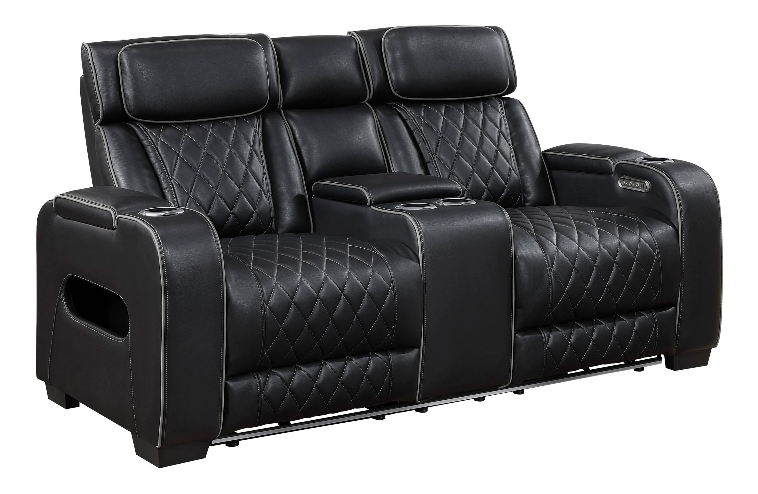 Fairway Faux Leather Power Double Reclining Living Room Set with LED Lighting