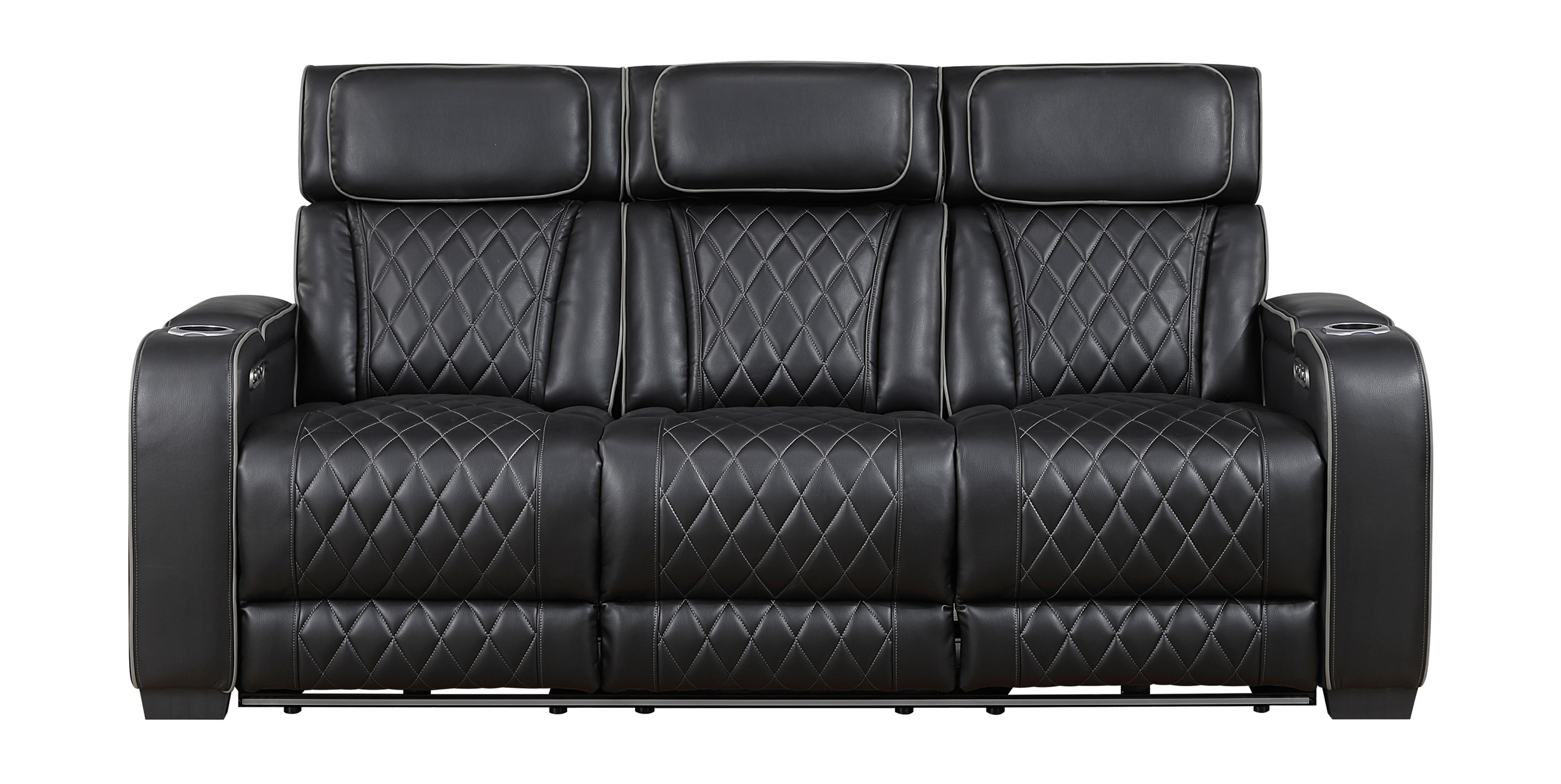 Fairway Faux Leather Power Double Reclining Living Room Set with LED Lighting