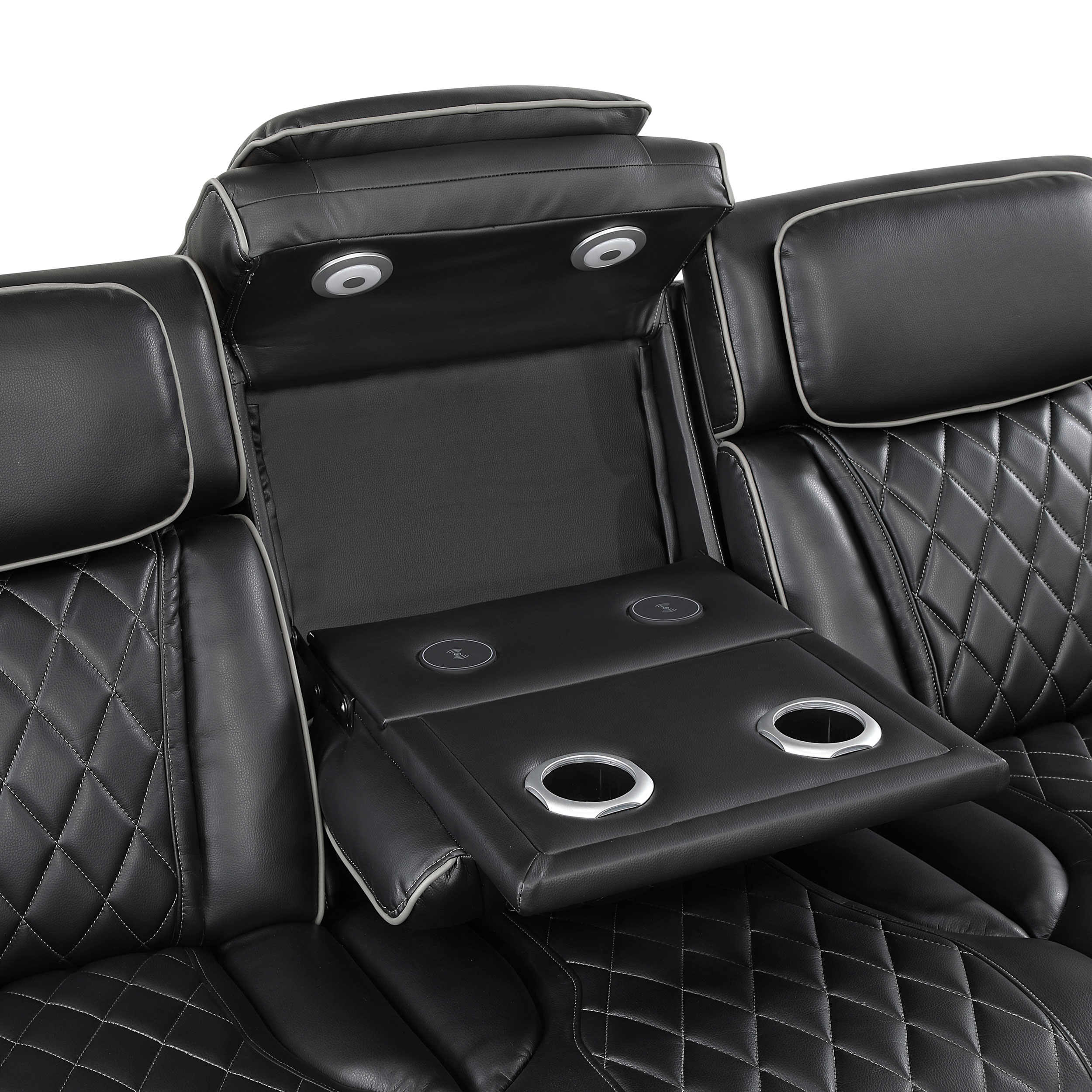 Fairway Faux Leather Power Double Reclining Living Room Set with LED Lighting