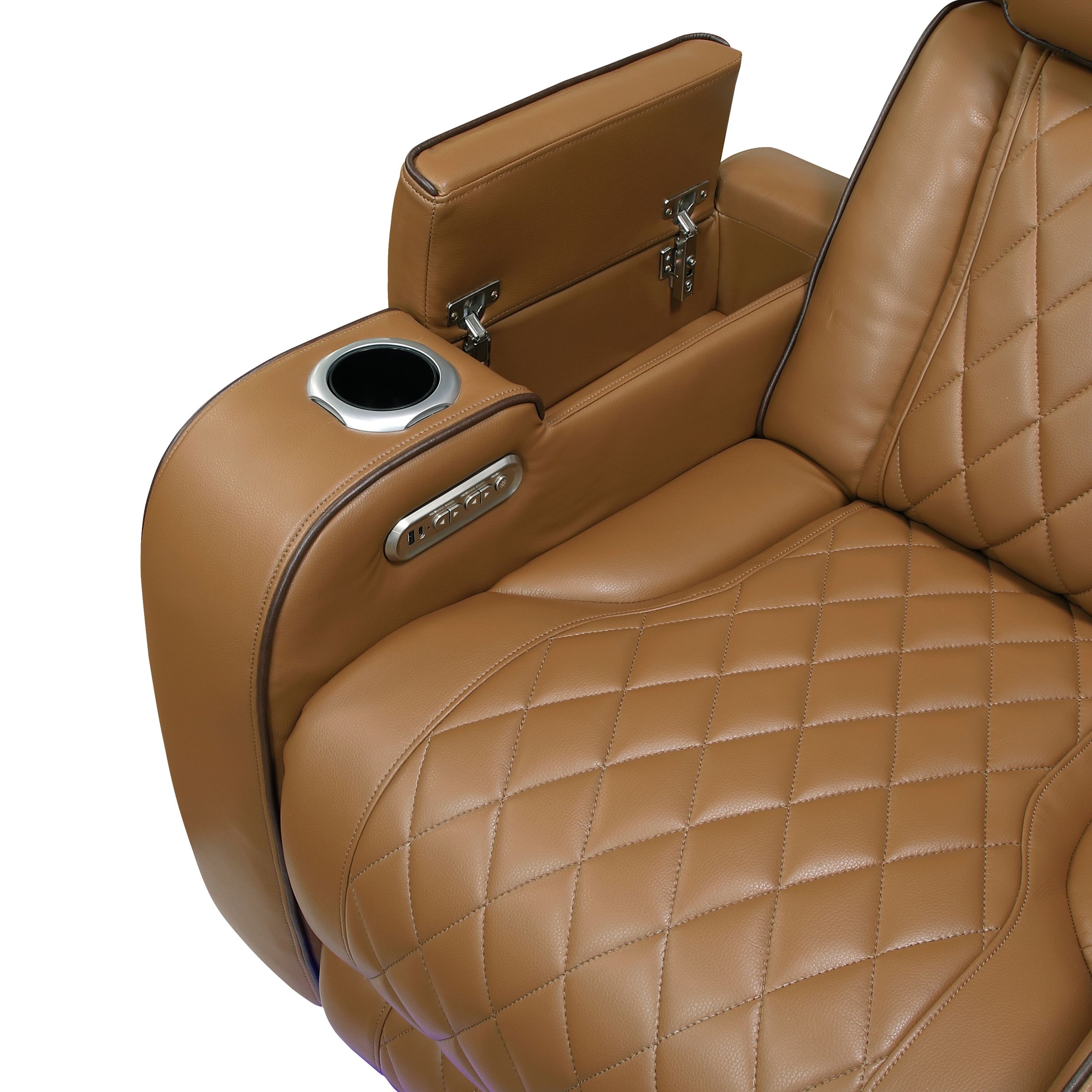 Fairway Faux Leather Power Double Reclining Sofa with LED Lighting