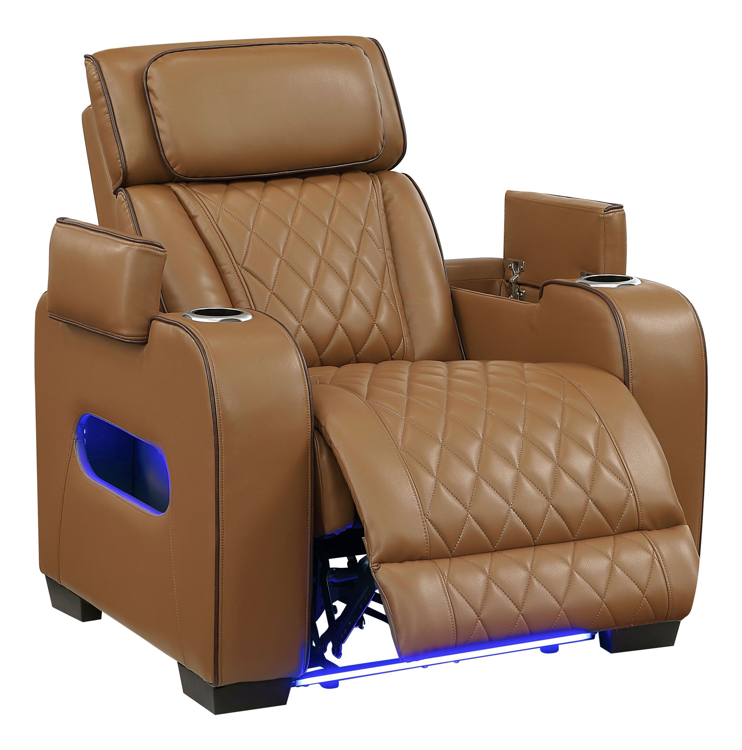 Fairway Faux Leather Power Reclining Chair with LED Lighting