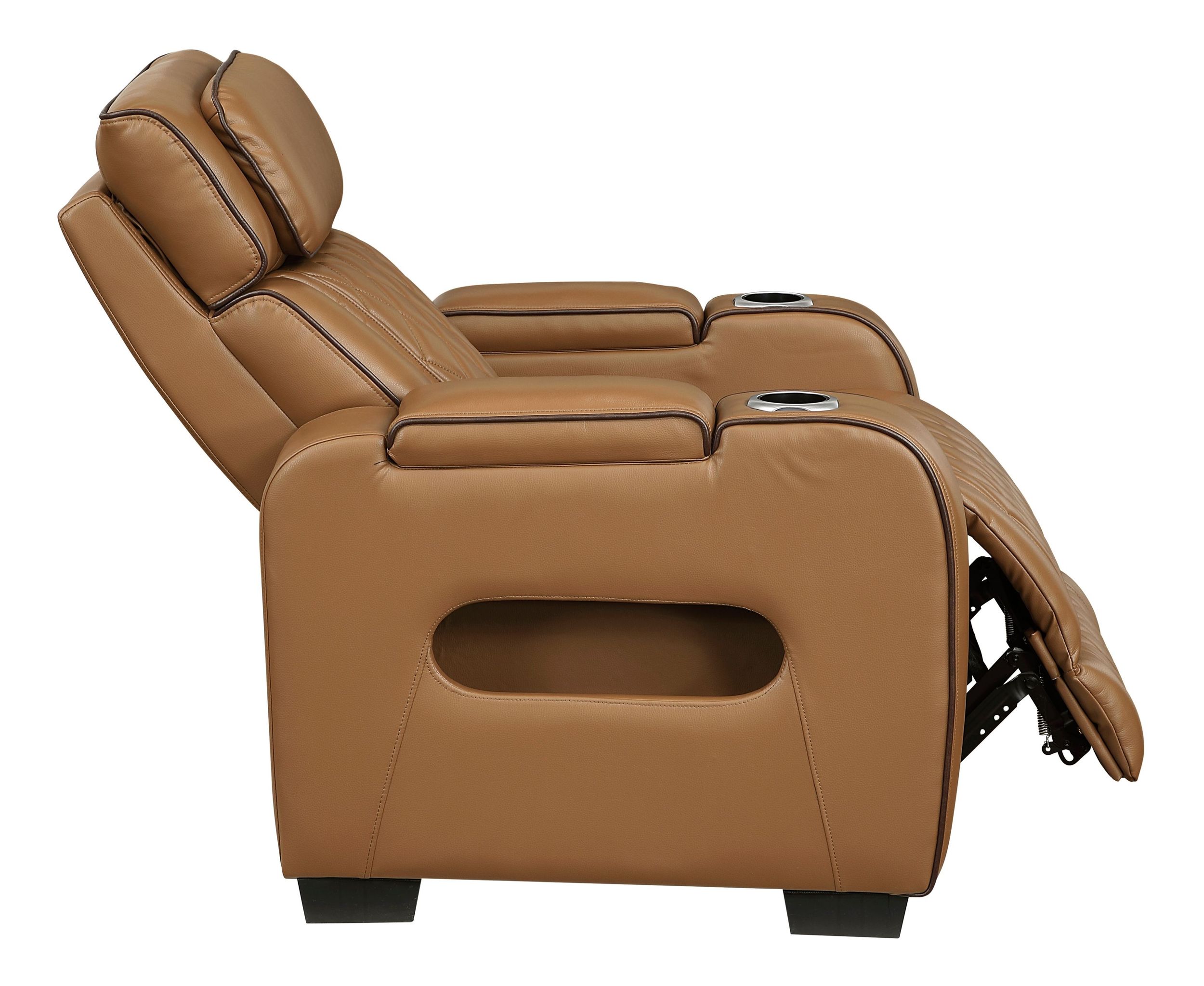Fairway Faux Leather Power Double Reclining Living Room Set with LED Lighting