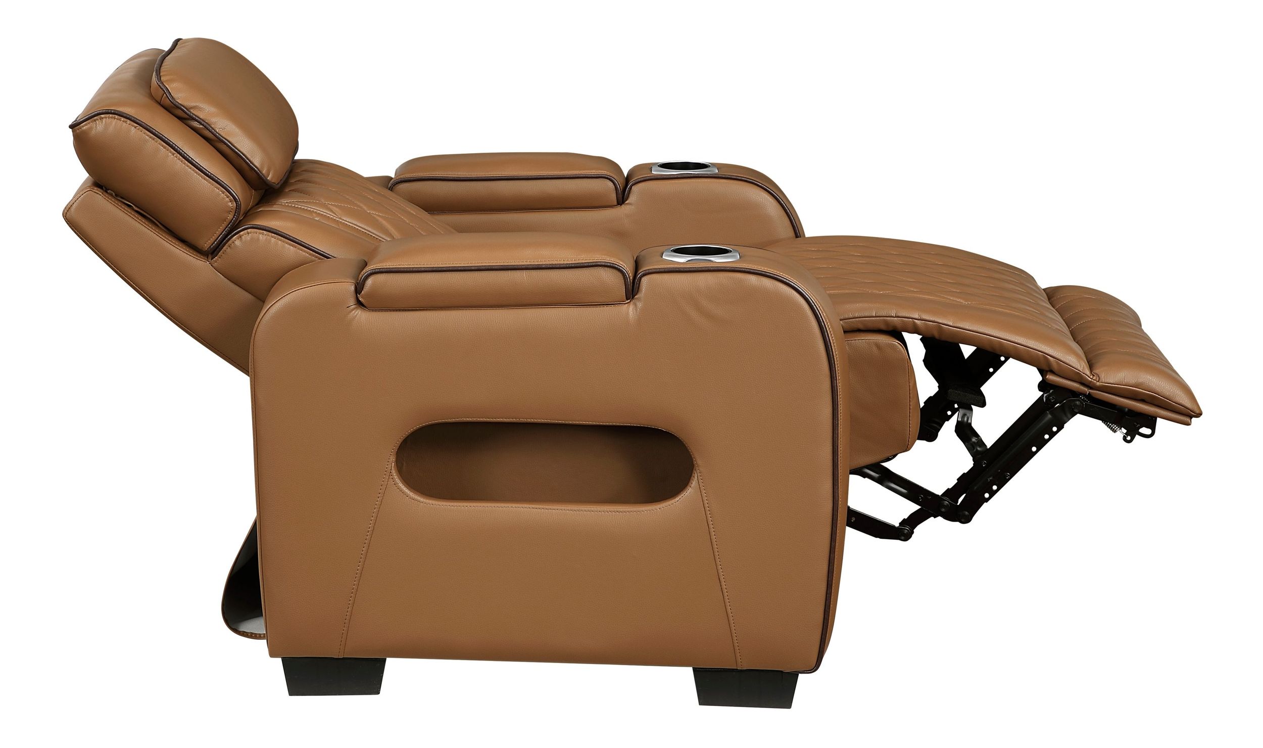 Fairway Faux Leather Power Double Reclining Living Room Set with LED Lighting