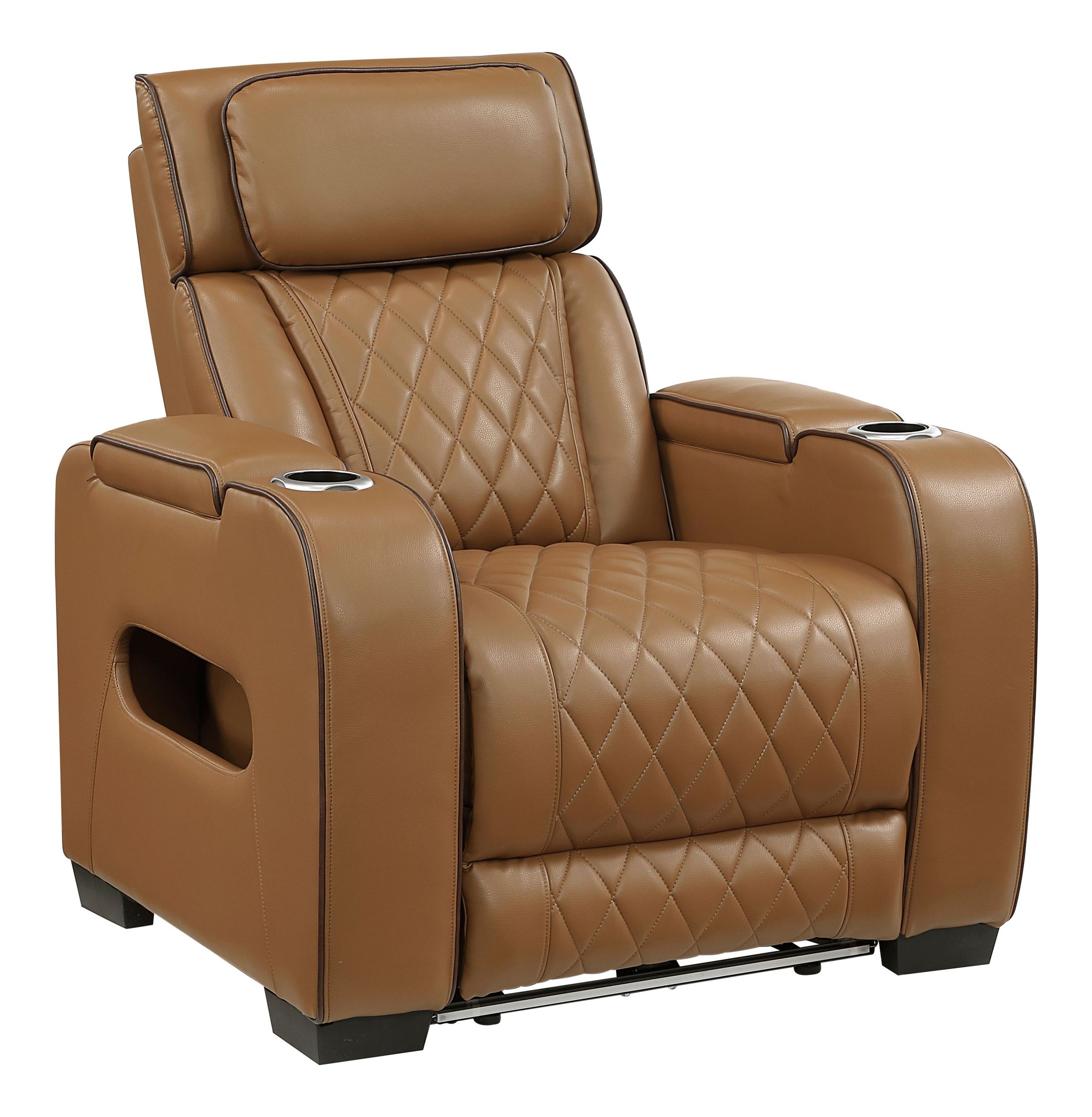 Fairway Faux Leather Power Double Reclining Living Room Set with LED Lighting