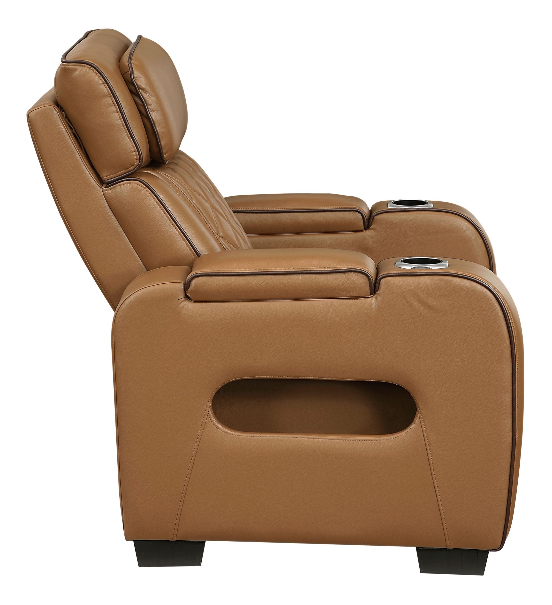 Fairway Faux Leather Power Double Reclining Living Room Set with LED Lighting