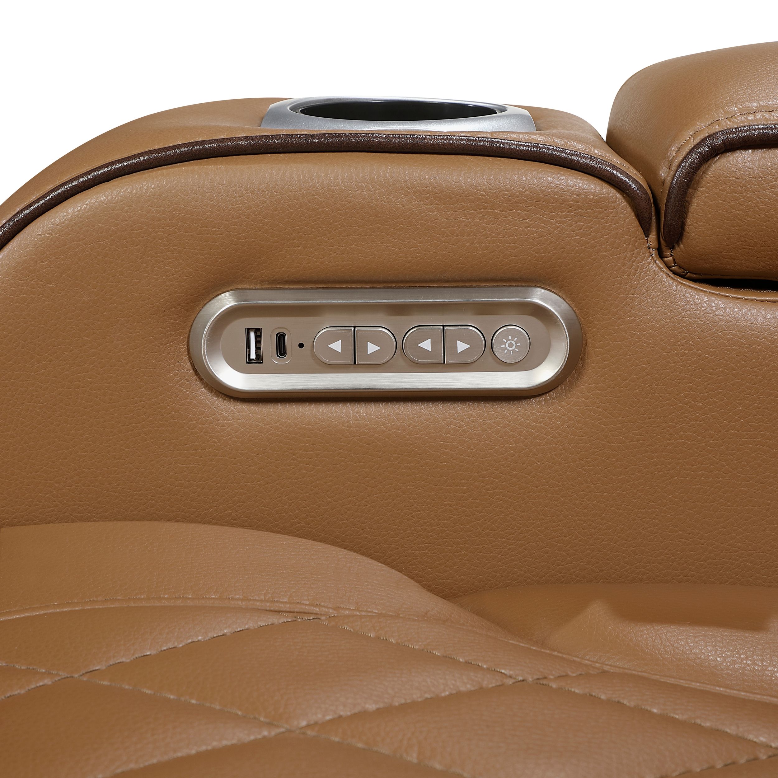 Fairway Faux Leather Power Double Reclining Living Room Set with LED Lighting