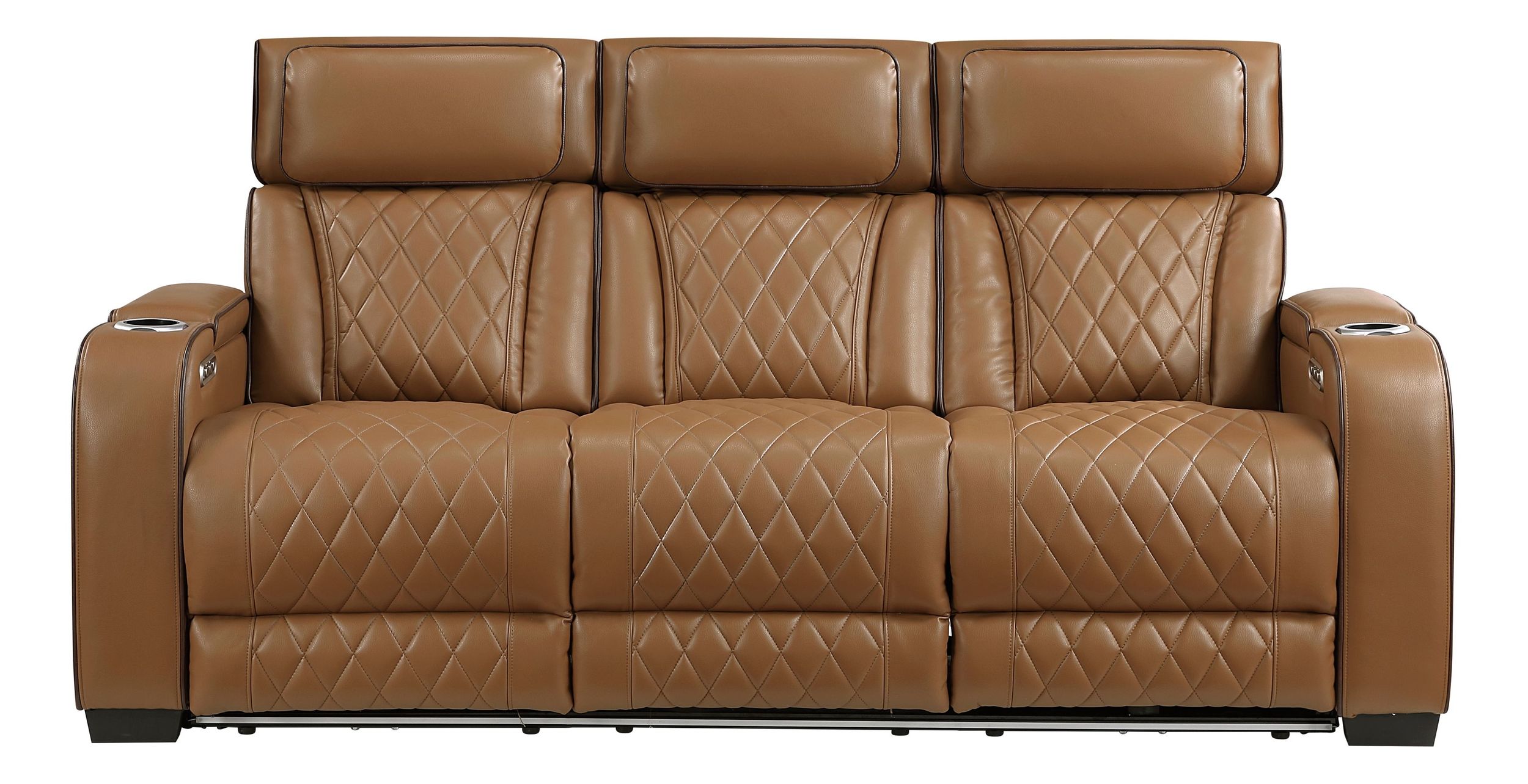 Fairway Faux Leather Power Double Reclining Sofa with LED Lighting