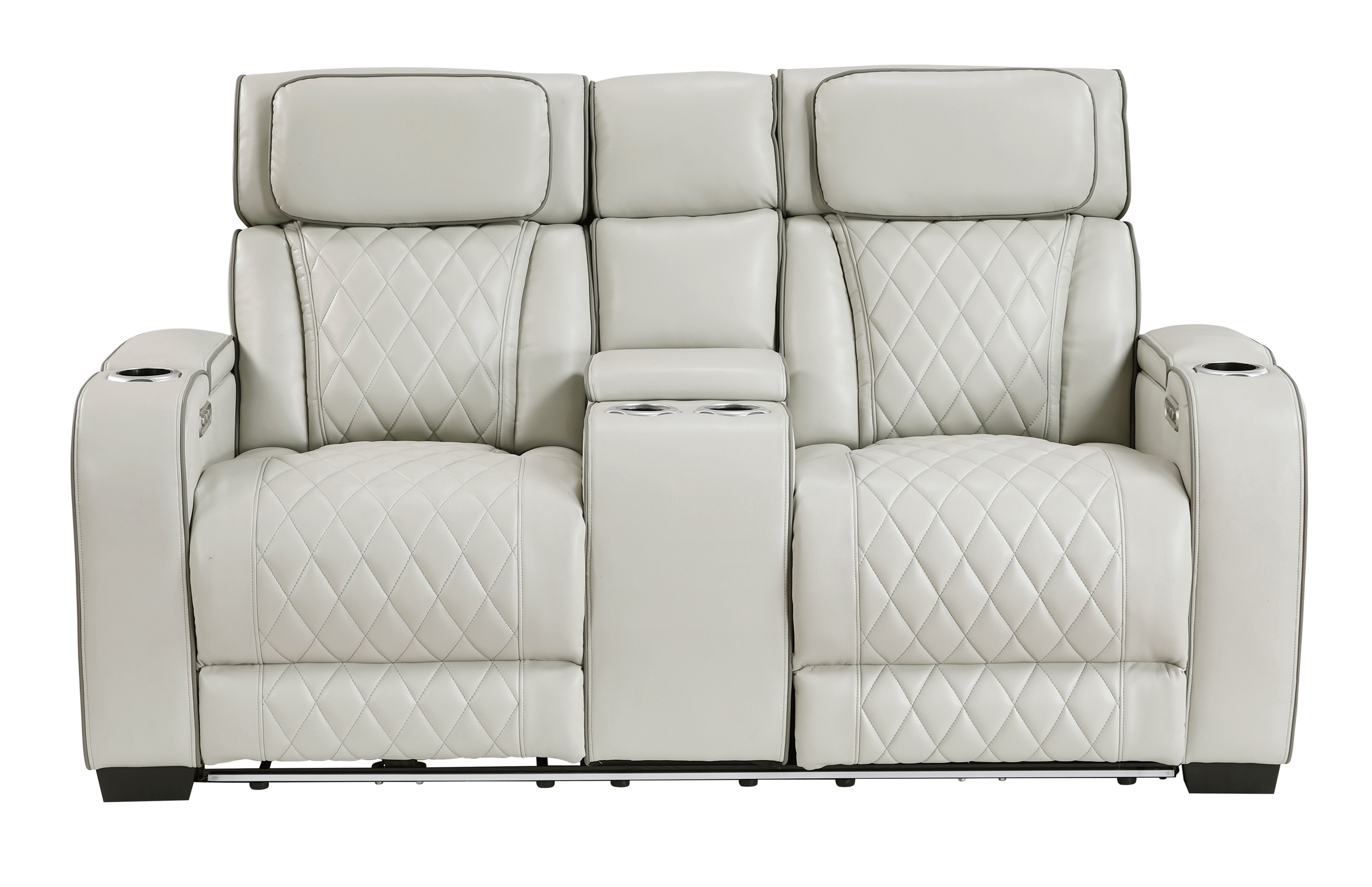 Fairway Faux Leather Power Double Reclining Living Room Set with LED Lighting