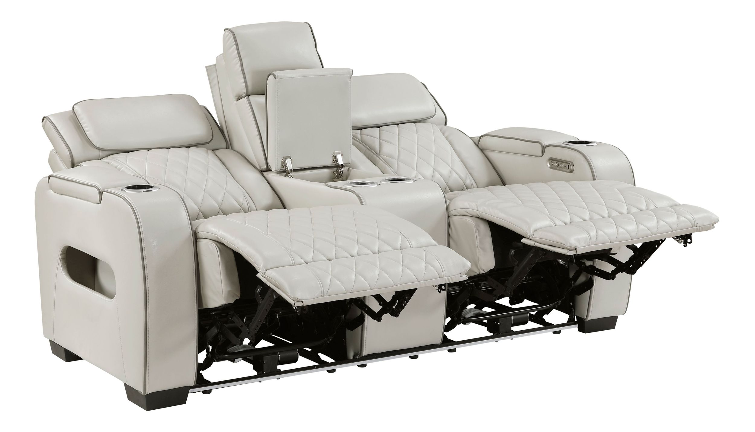 Fairway Faux Leather Power Double Reclining Living Room Set with LED Lighting