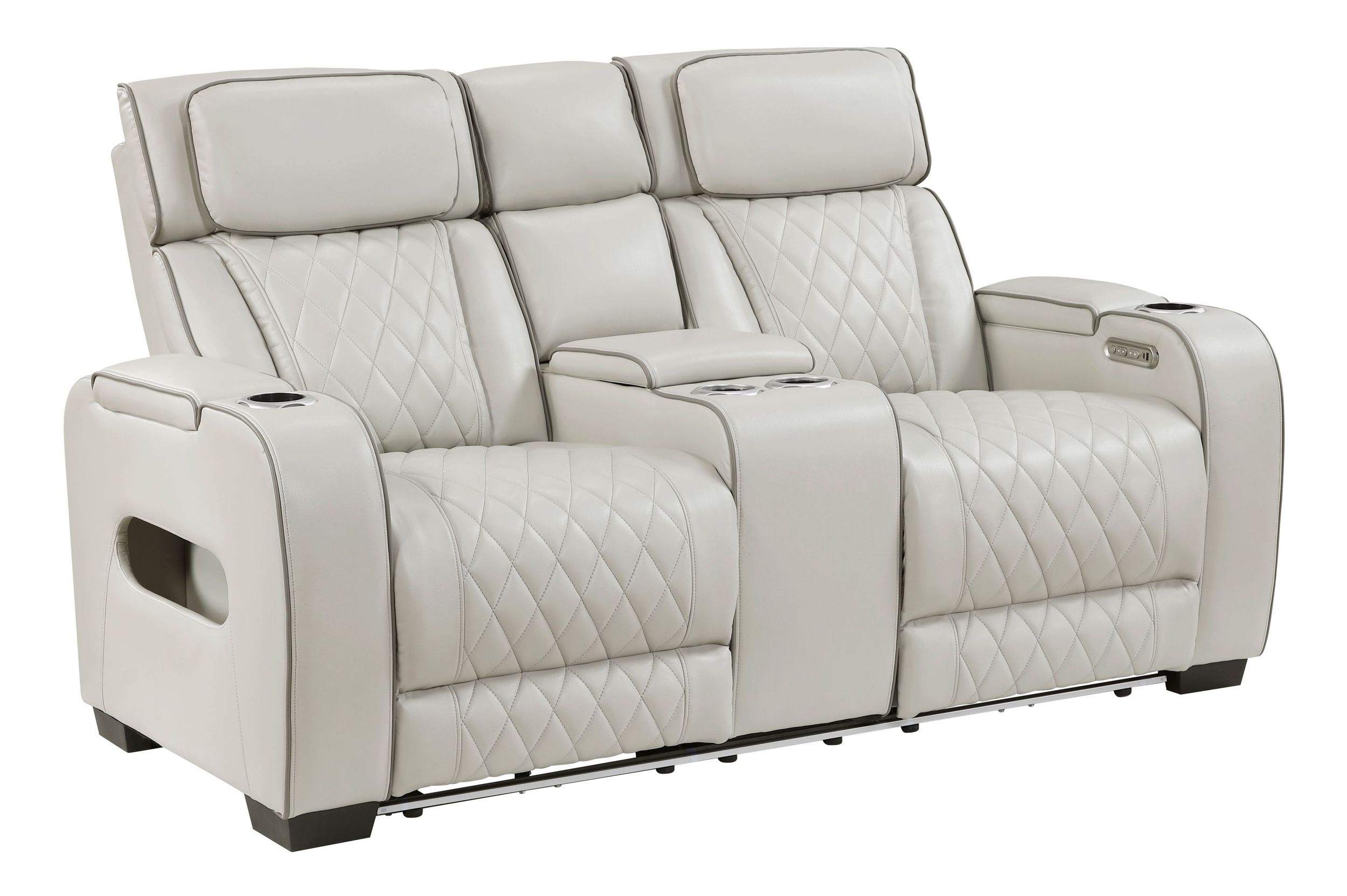 Fairway Faux Leather Power Double Reclining Living Room Set with LED Lighting