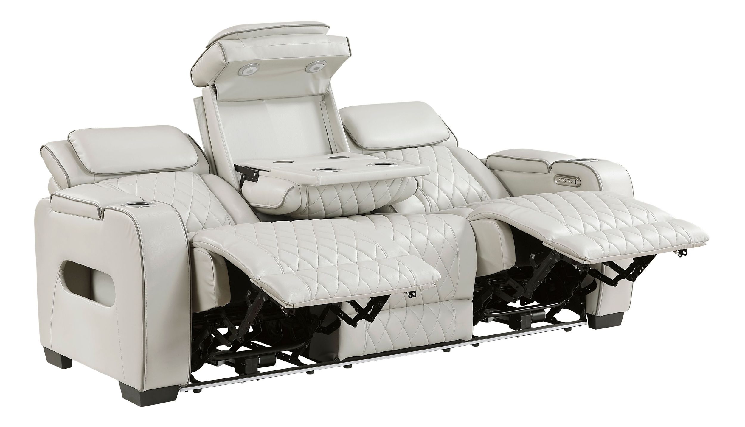 Fairway Faux Leather Power Double Reclining Living Room Set with LED Lighting
