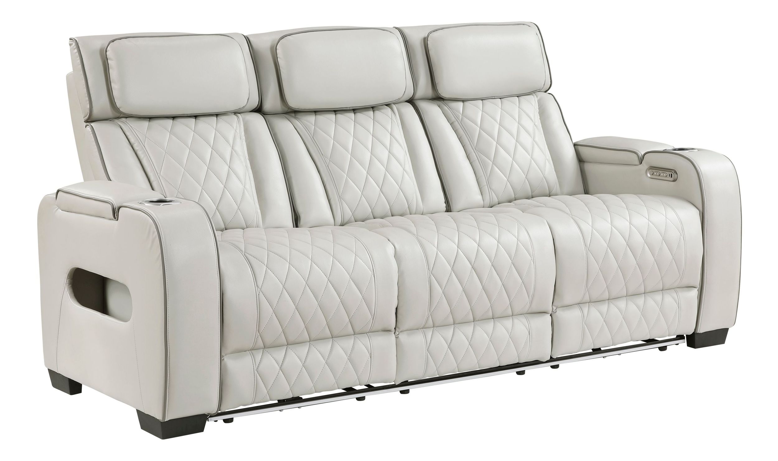 Fairway Faux Leather Power Double Reclining Living Room Set with LED Lighting