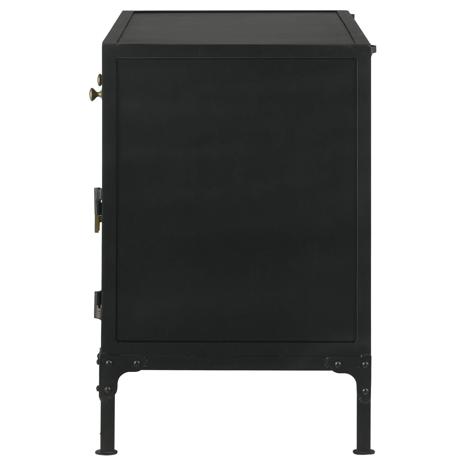 Sadler 2-Drawer Iron Accent Cabinet With Glass Doors