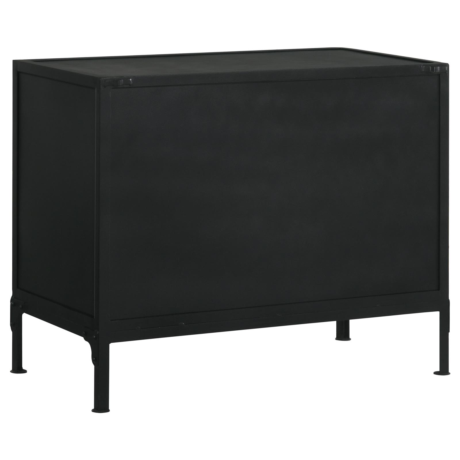 Sadler 2-Drawer Iron Accent Cabinet With Glass Doors
